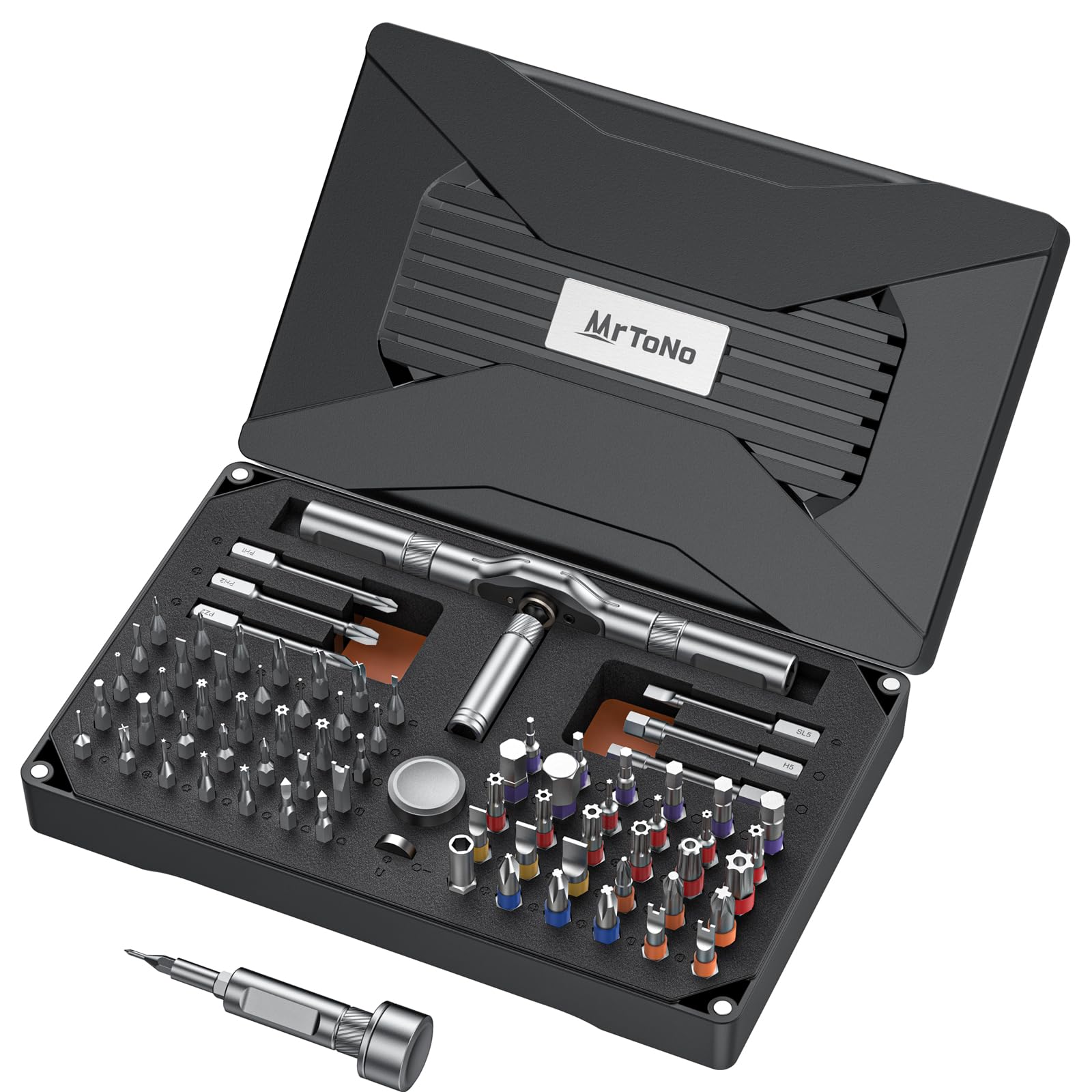MrToNo 74-in-1 Magnetic Ratchet Screwdriver Set