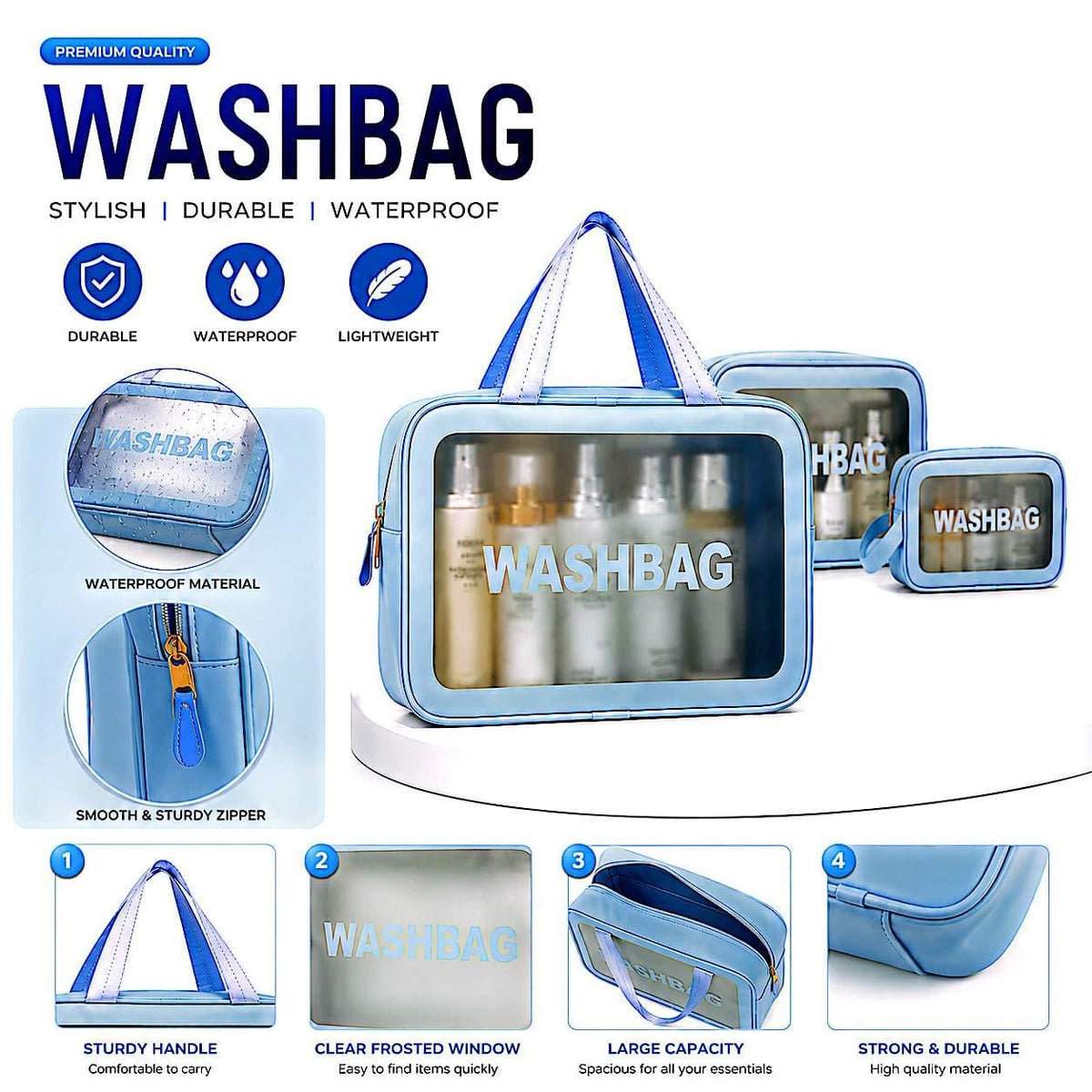 TSA Approved Toiletry Bag Clear Travel Makeup Bags 3Pack - ZMARJ ARTLOGO Official Imagery - 5
