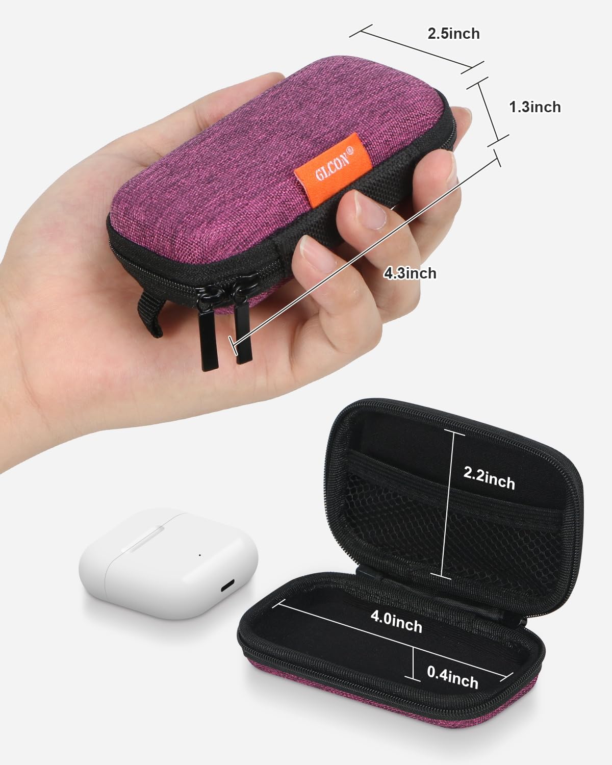 GLCON Mini Hard Earbud Case, Grape-Purple Cute Pouch for Samsung JBL Sony - GLCON Official Product View 2