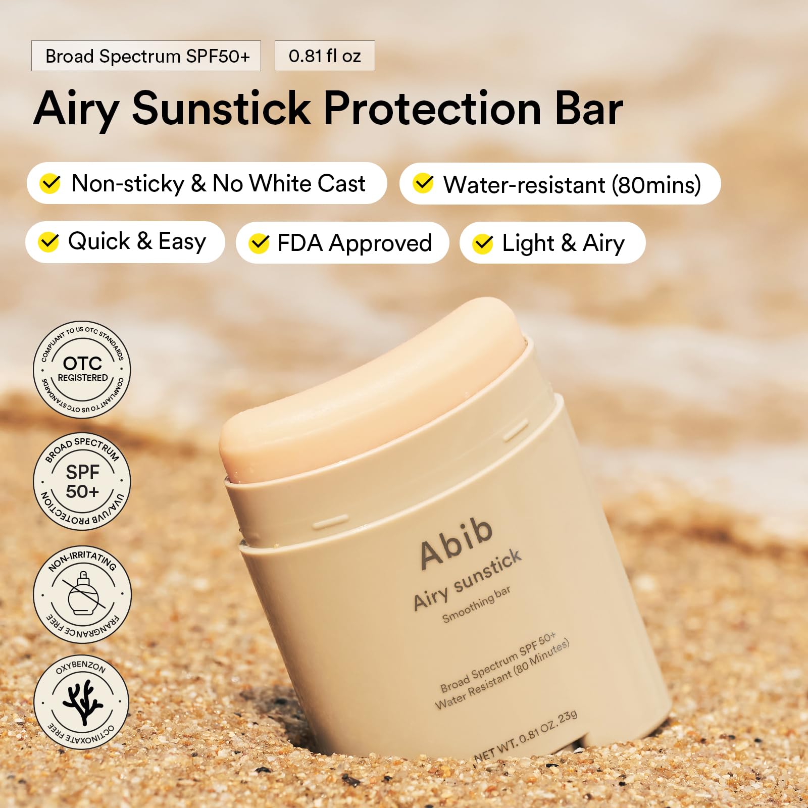 Abib Airy Sunstick Protection Bar DUO SPF50+ Broad Spectrum, - Abib