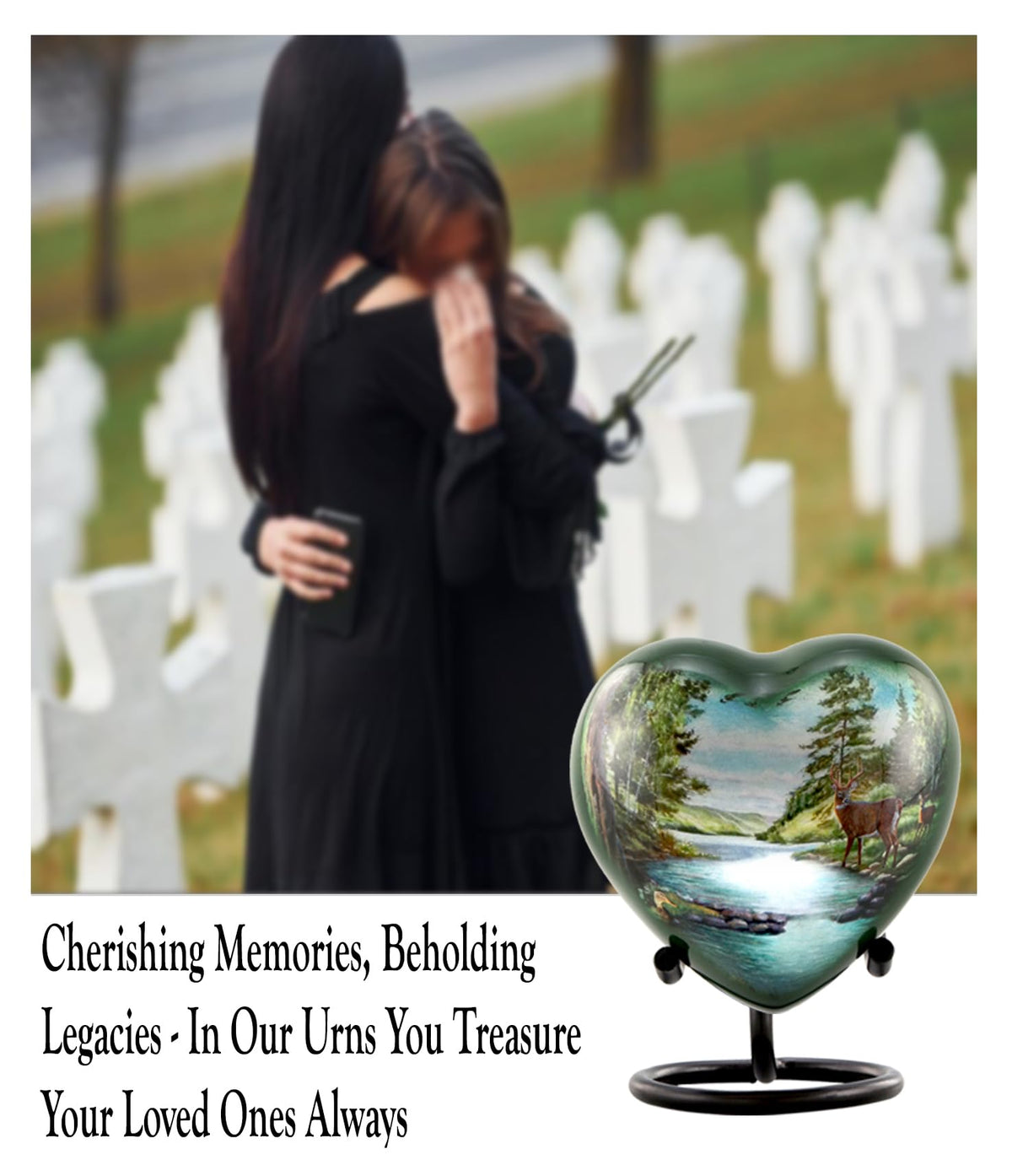 Deer Heart Keepsake Urn for Ashes Hunting Urn Mini Buck Urn - Immortal-Memories Official Imagery - 5