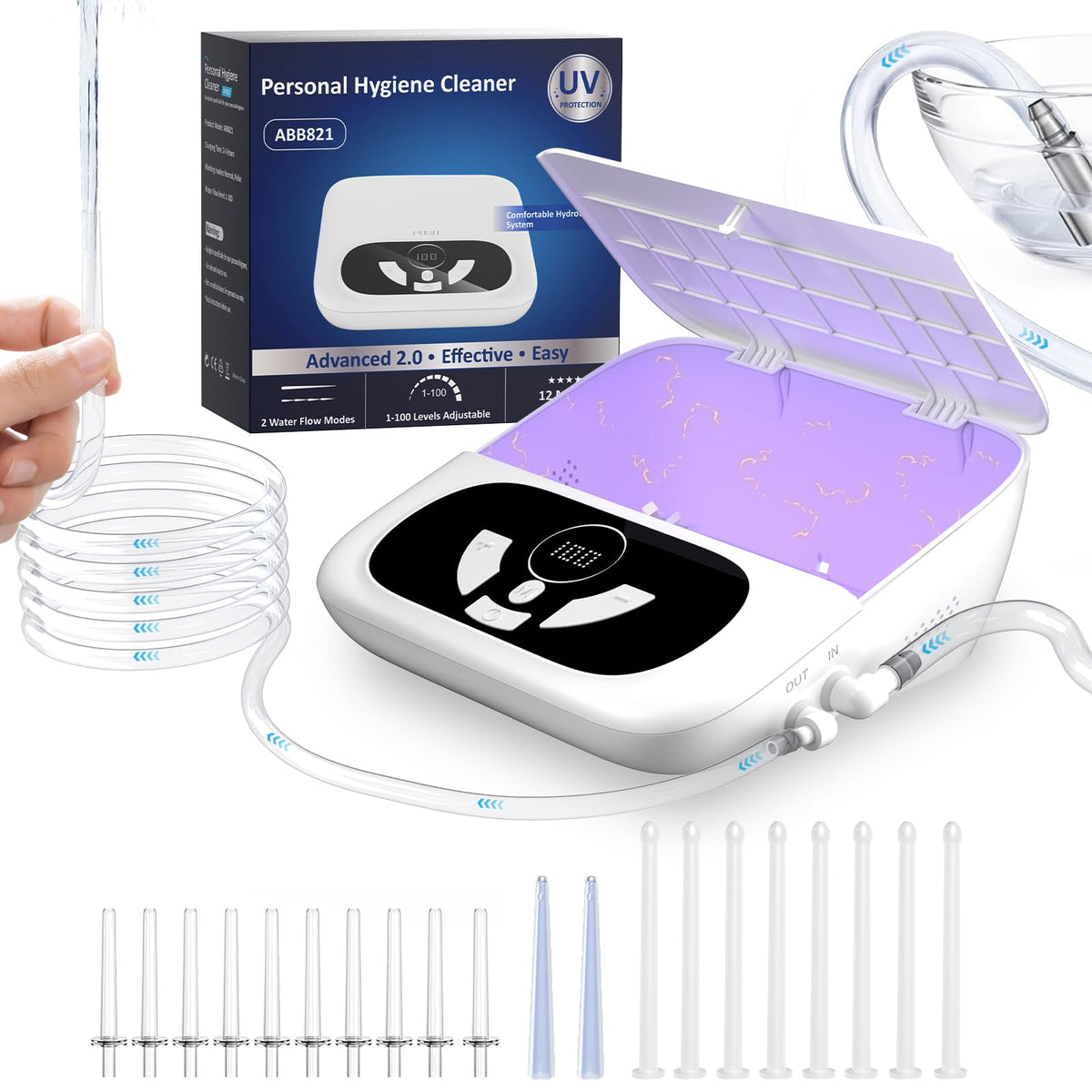Electric Enema Kit UVc Clean 100 Level Adjustable Dual - CNAPES Official Imagery - 1