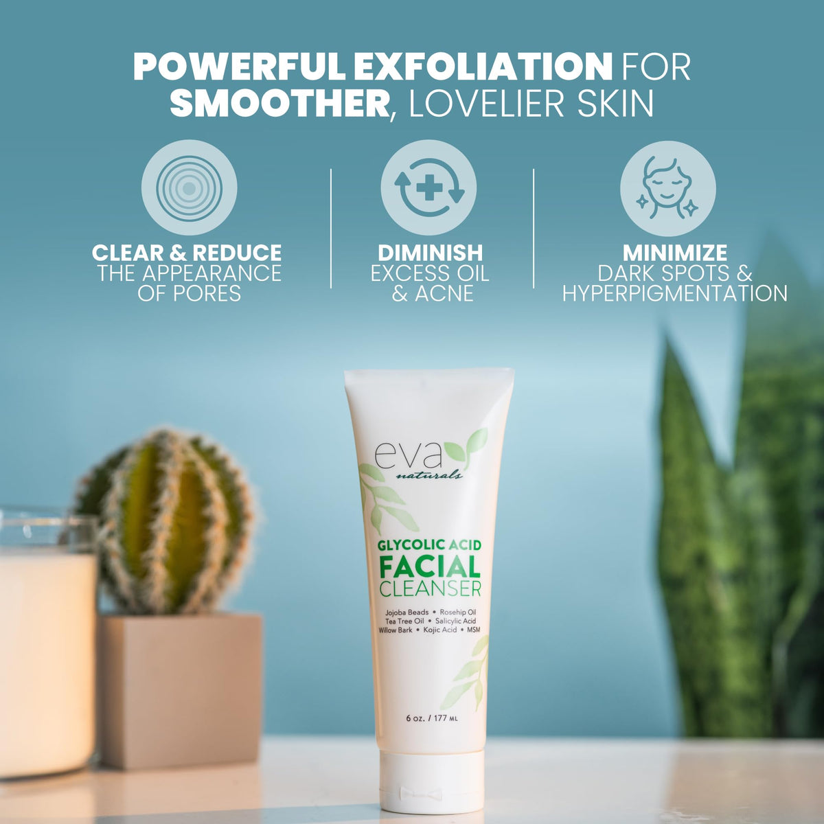 Eva Naturals Glycolic Salicylic Acid Cleanser Tea Tree 6 fl - Eva Naturals Official Imagery - 3