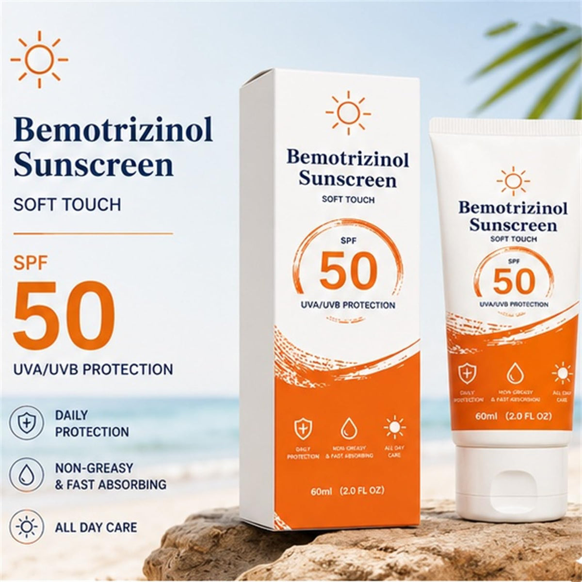Sunscreen SPF 50 Face Body Sun Care Lotion Water Sweat - Bemotrizinol Sunscreen Official Imagery - 3