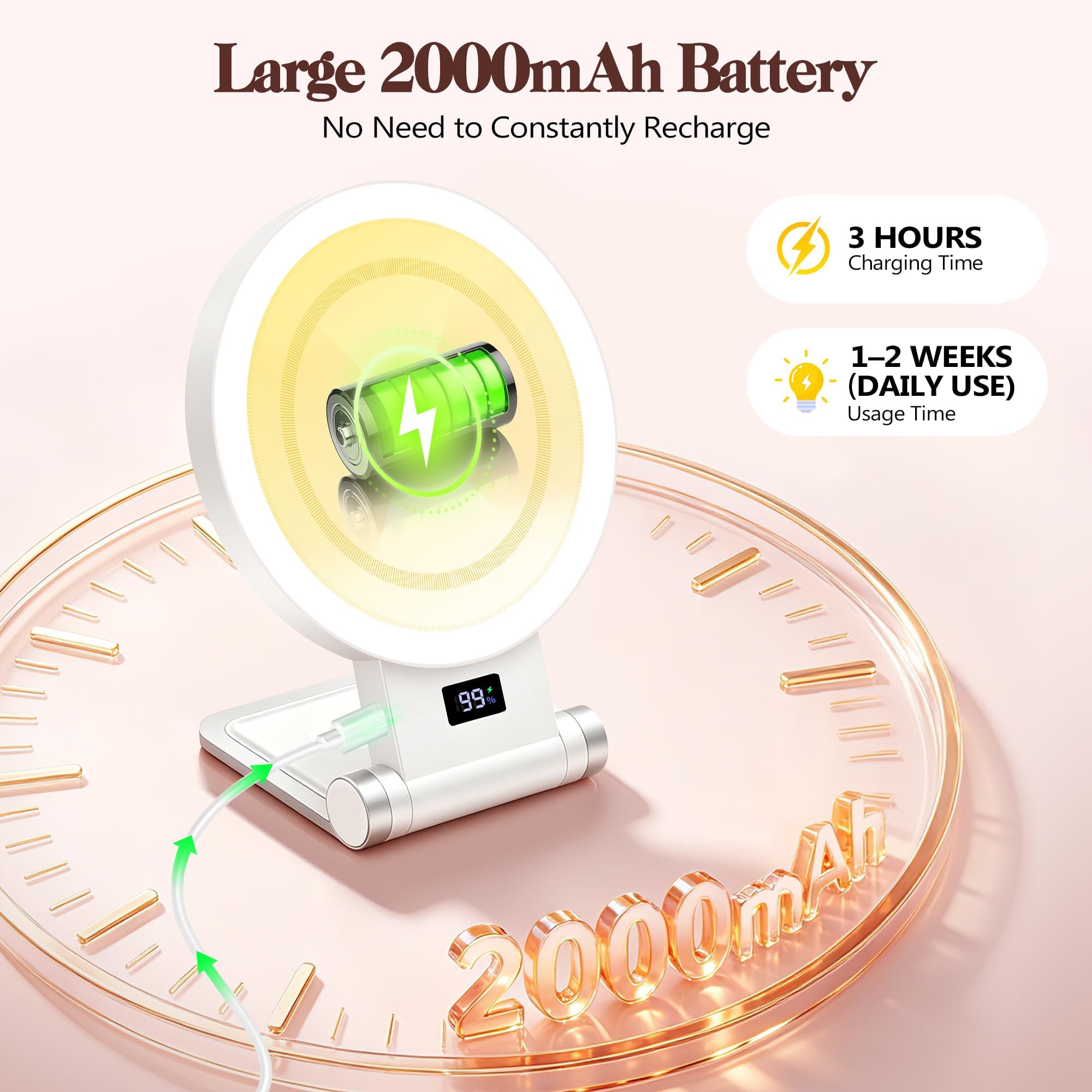 B Beauty Planet Magnifying Mirror with Light 30X, 2000mAh 1X/ 30X Magnifying Mak - B Beauty Planet Official Product View 6