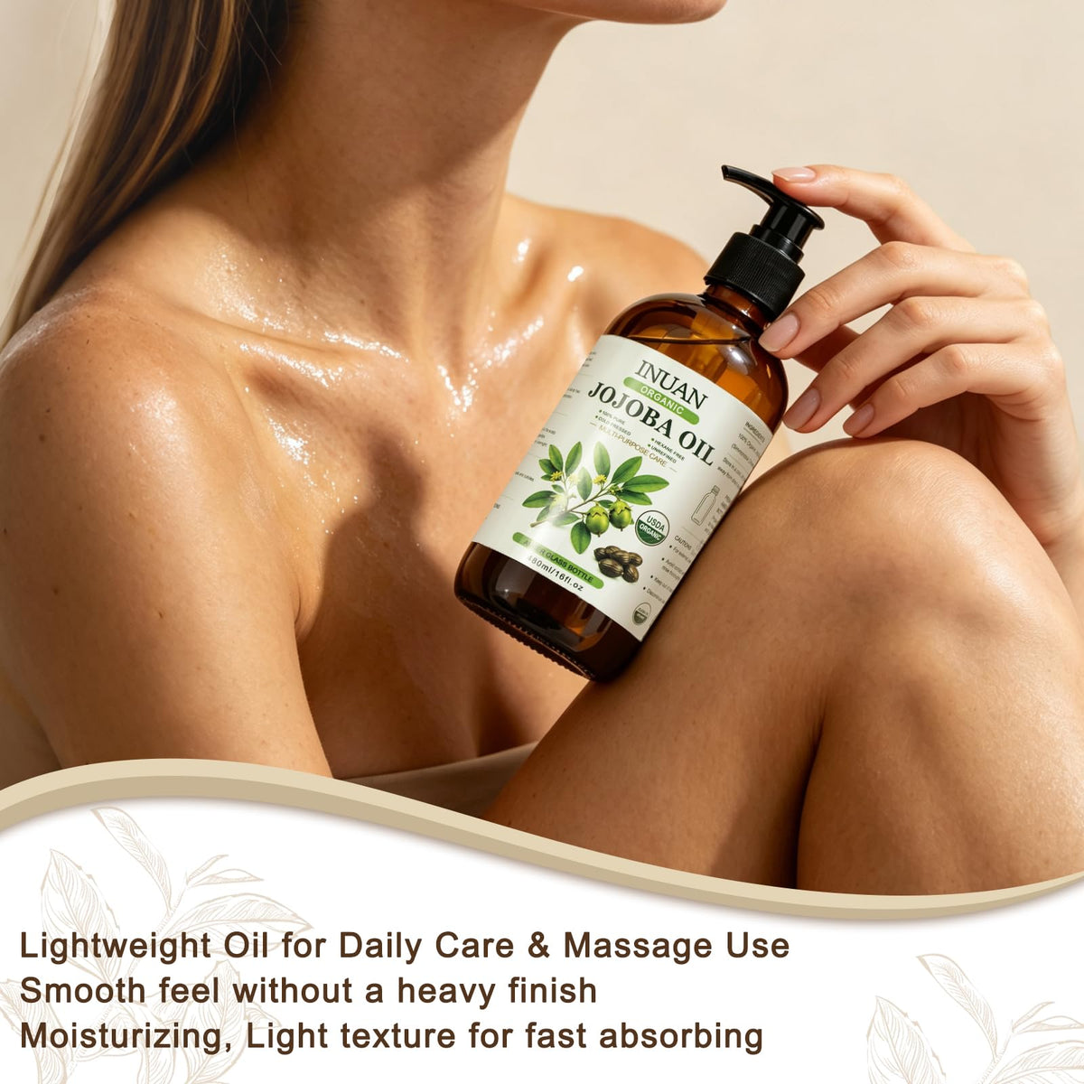 Organic Jojoba Oil USDA Certified Cold Pressed for Skin Hair - INUAN Official Imagery - 7