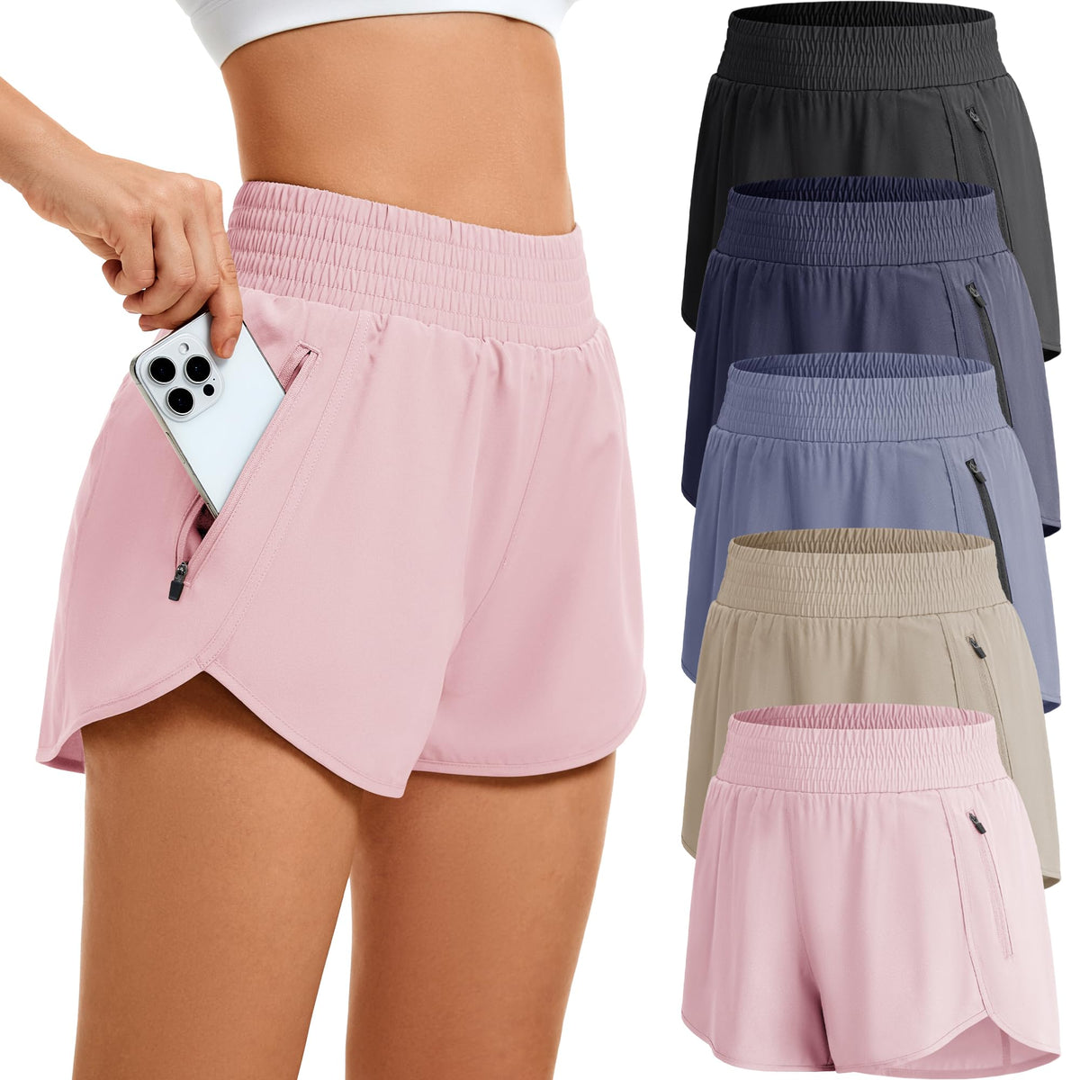 CE CERDR 5 Pack Women s Athletic Workout Short High Waisted - CE' CERDR Official Imagery - 8