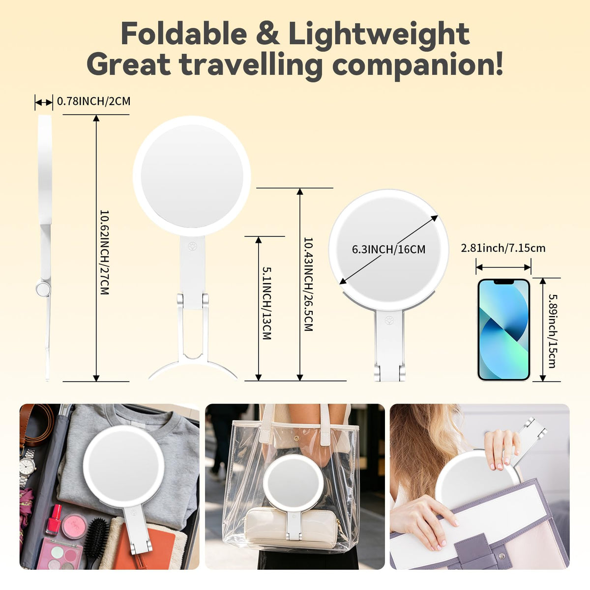 Travel Makeup Mirror with Lights Rechargeable 30X 1X - SANYCASA Official Imagery - 3