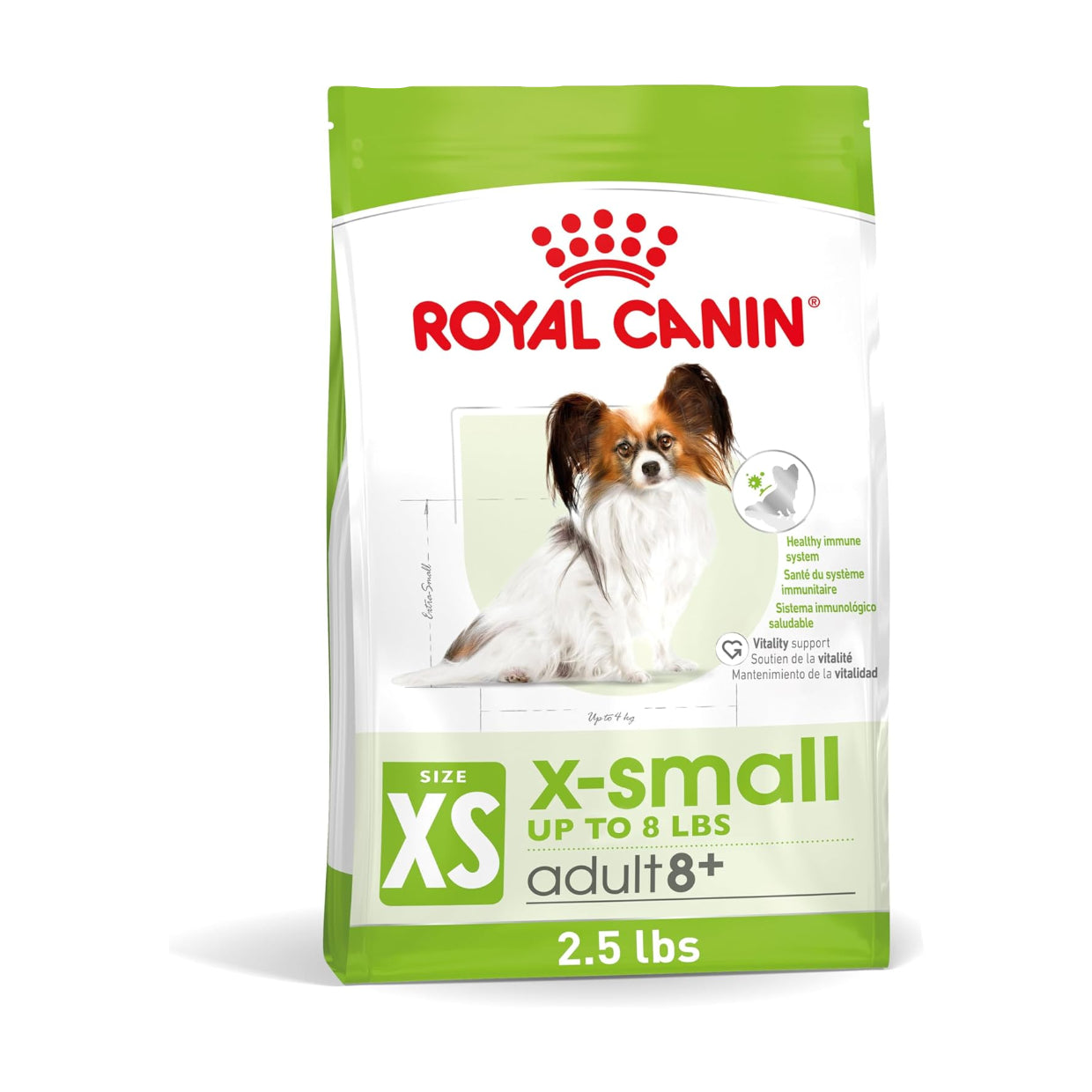 Elefair Royal Canin X-Small Senior Dry Dog Food 2.5 lb bag, specially formulated for small breed senior dogs with size-specific nutrition.