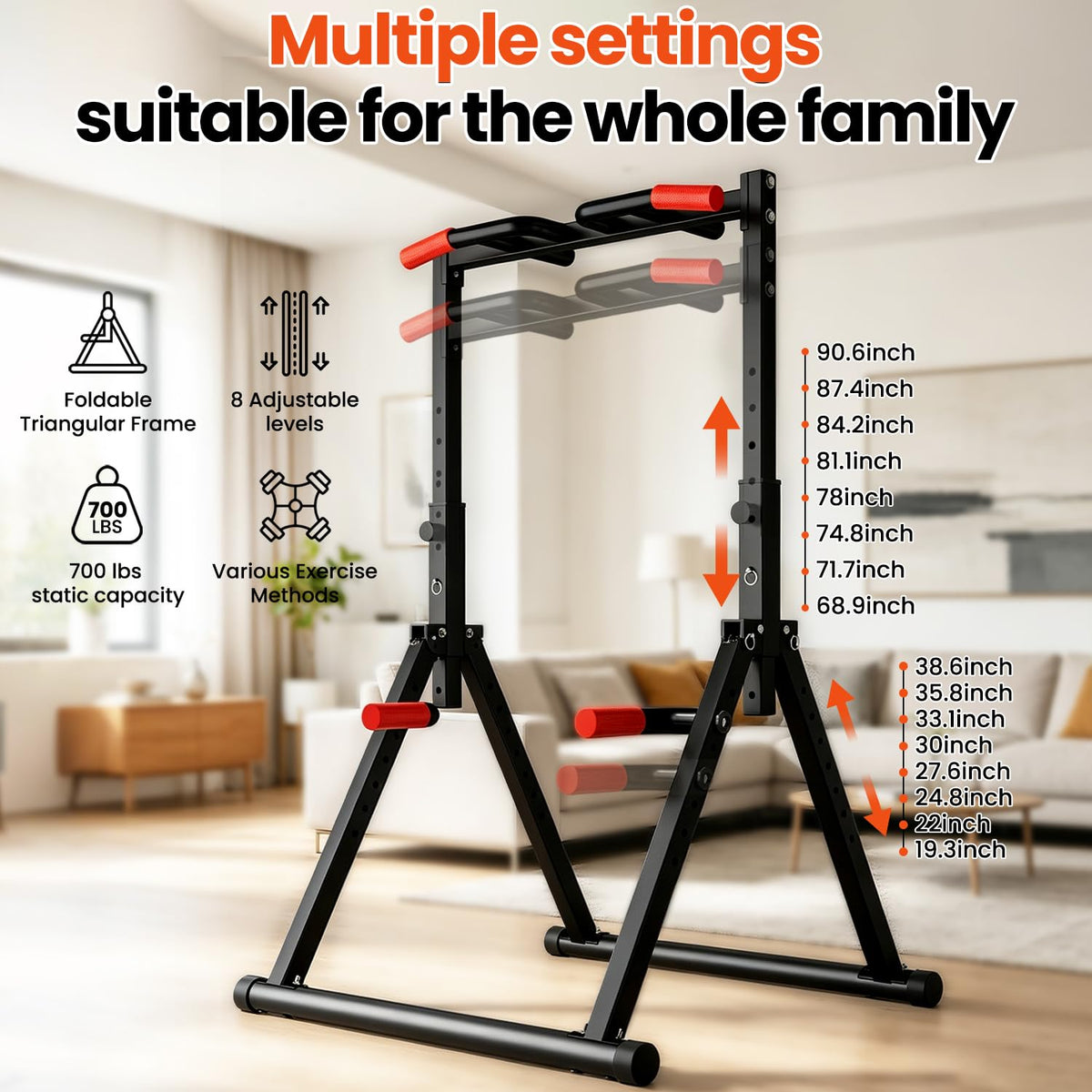 DOBESTS Power Tower Pull Up Bar Free Standing Foldable Pull - DOBESTS Official Imagery - 3