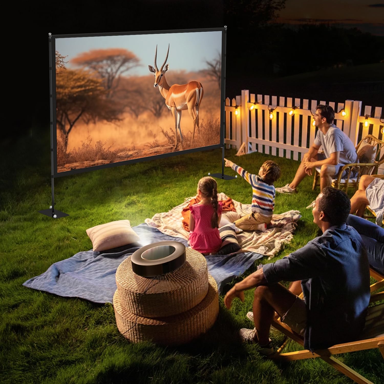 STWUI Projector Screen with Stand - 100 Inch Outdoor Projector Sc - STWUI Official Product View 2