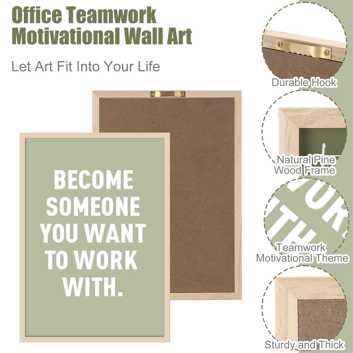 Faccito 8 Set Office Wall Decor Wooden Framed Motivational - Faccito Official Imagery - 3