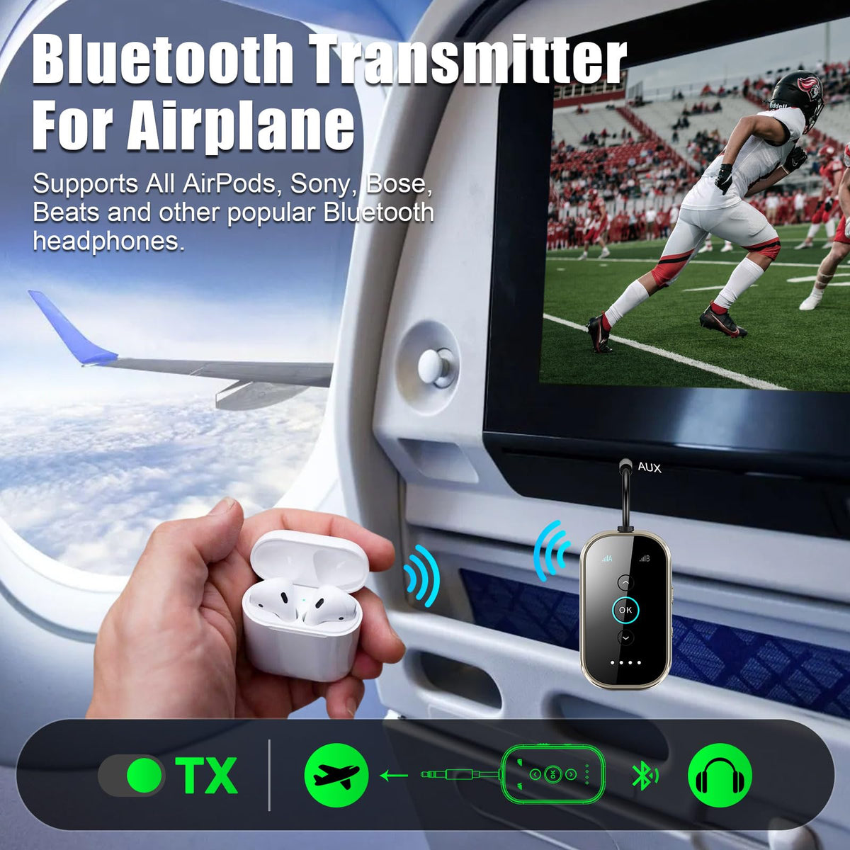 Bluetooth 6 0 Transmitter Receiver Airplane TV Gym Wireless - Xmagpot Official Imagery - 5