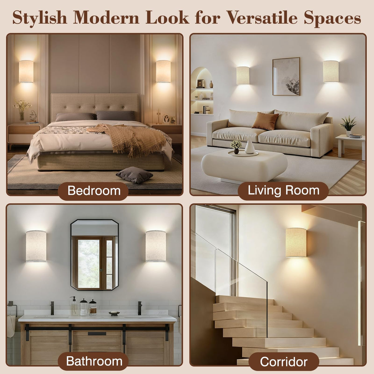 Battery Operated Rechargeable Wall Sconce Set of Two with - Yunaking Official Imagery - 6