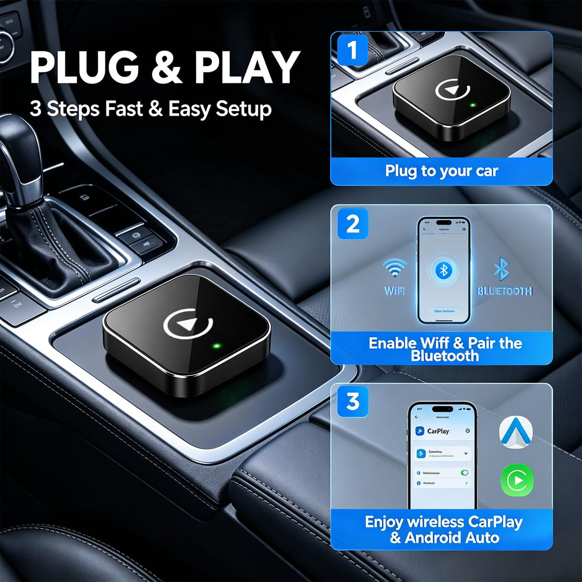 Wireless CarPlay Adapter Supports iPhone Android Phones - YFDUNV Official Imagery - 8