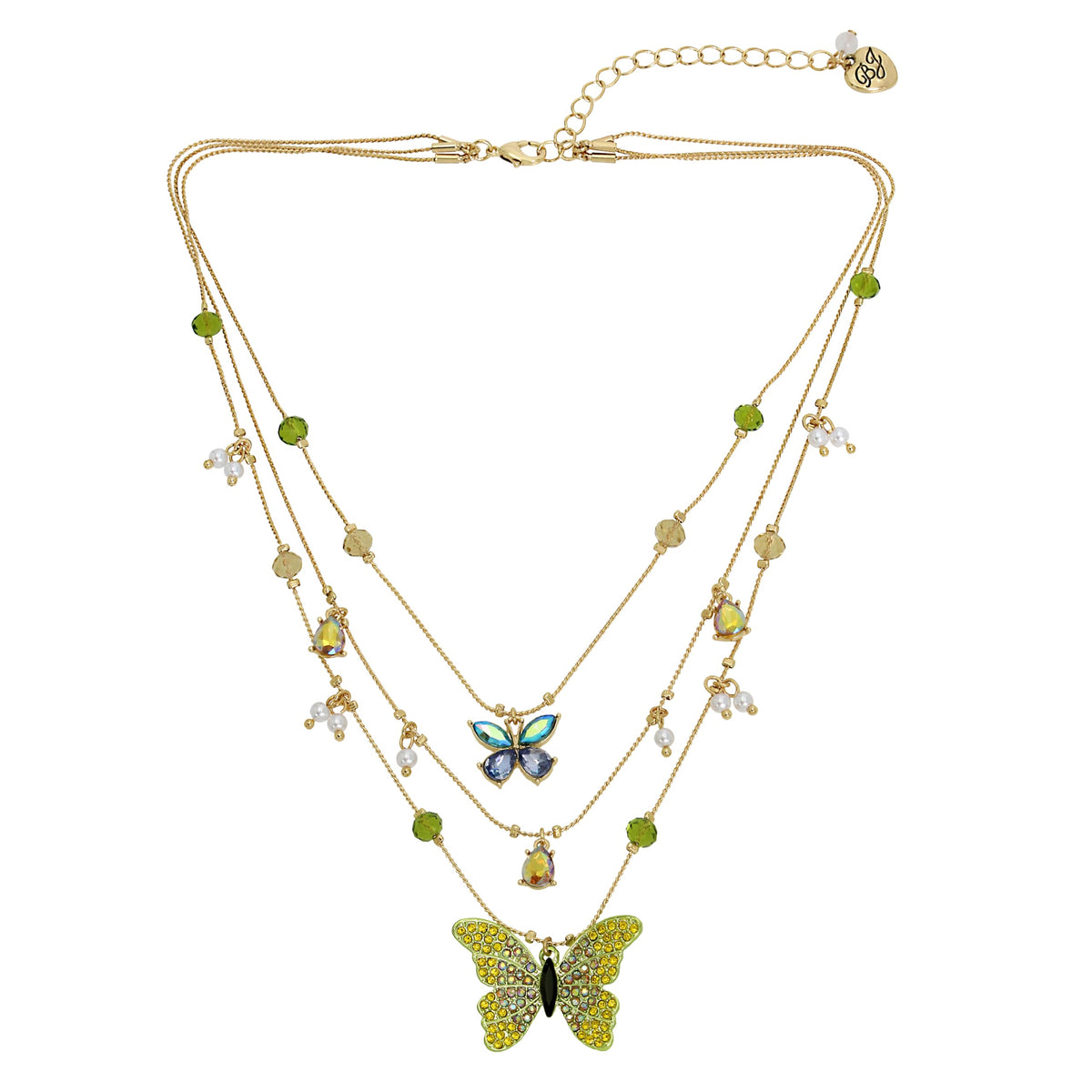 Betsey Johnson Womens Butterfly Charms Layered Necklace - Betsey Johnson Official Imagery - 4