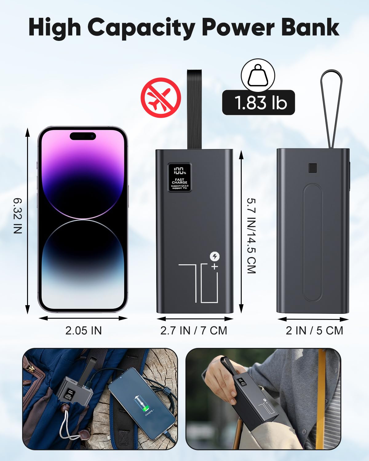 Portable Charger 70000mAh Power Bank Fast Charging External - Liahomco Official Imagery - 8