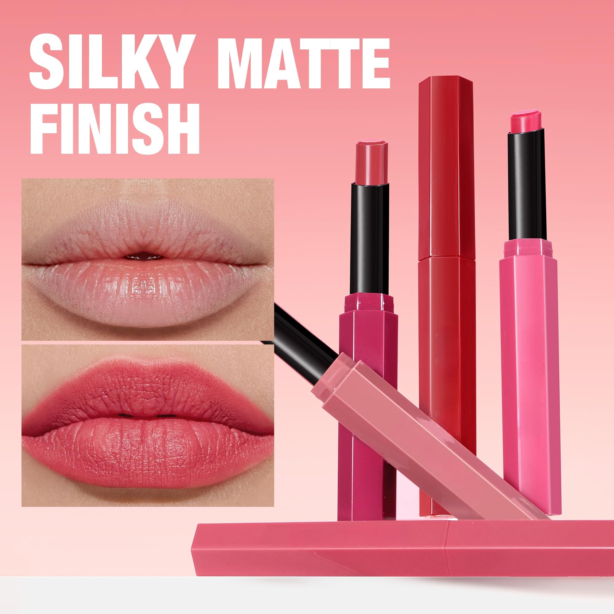 SAUBZEAN Lipstick Makeup, Long Lasting Matte Lip Satin Stick for Women