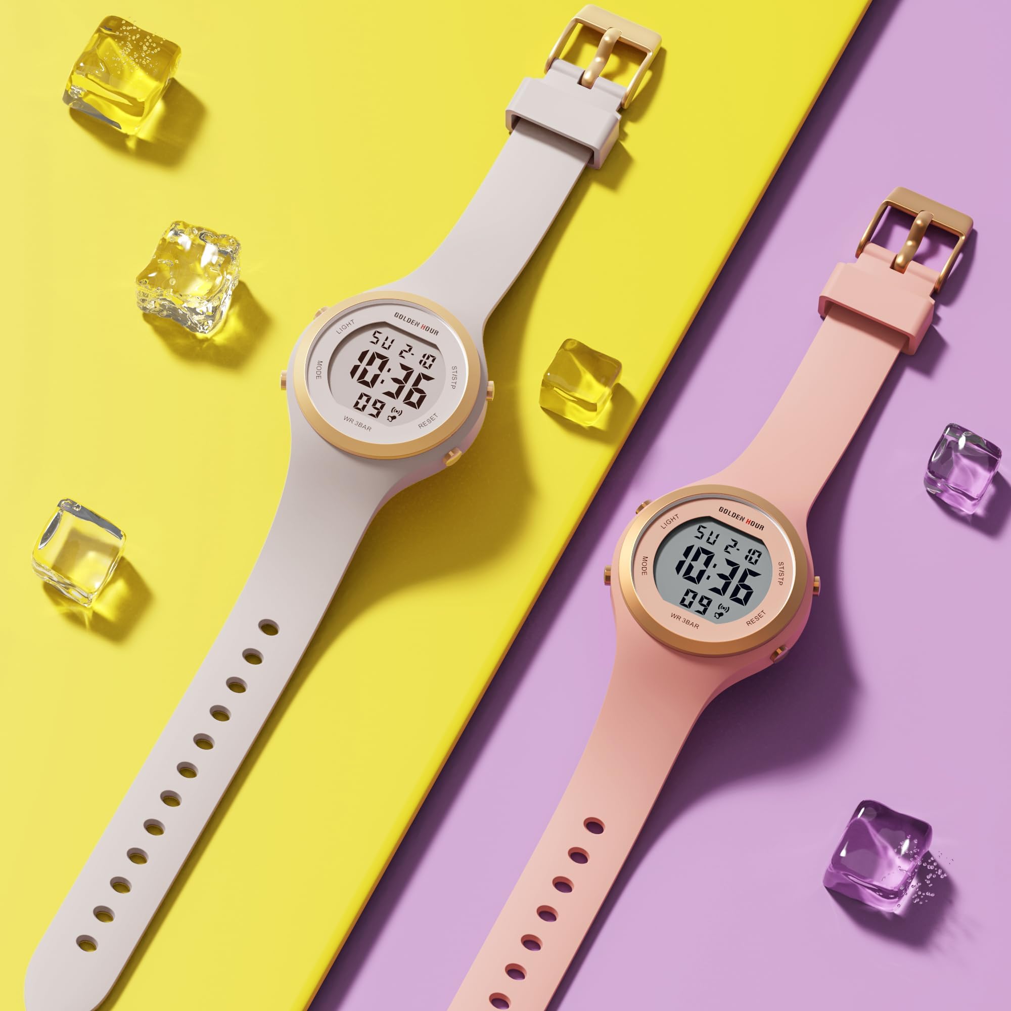 GOLDEN HOUR Waterproof Sport Women's Digital Chronograph Silicone Stra - View 7