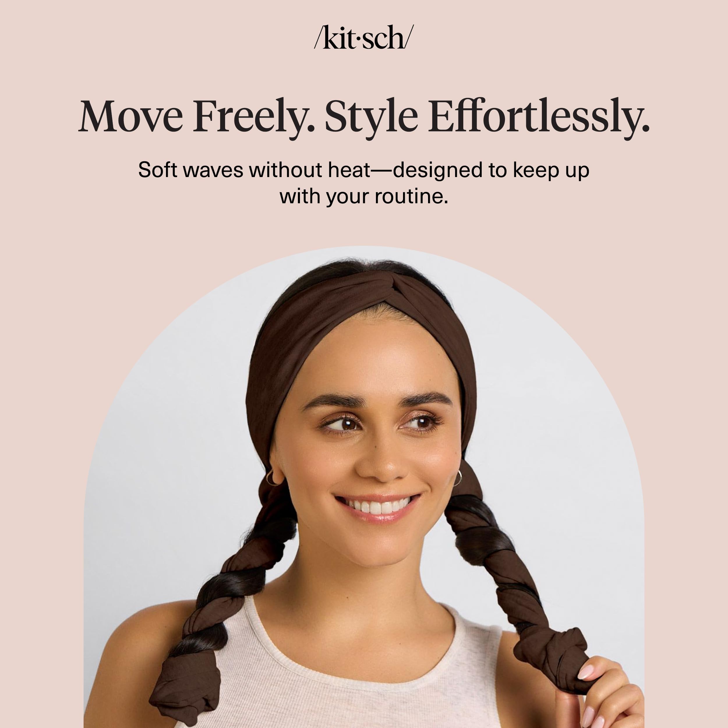 Kitsch Set & Flow Active Heatless Curling Headband For Women - Brown, 1pc - Elefair Tech Official Product View 9