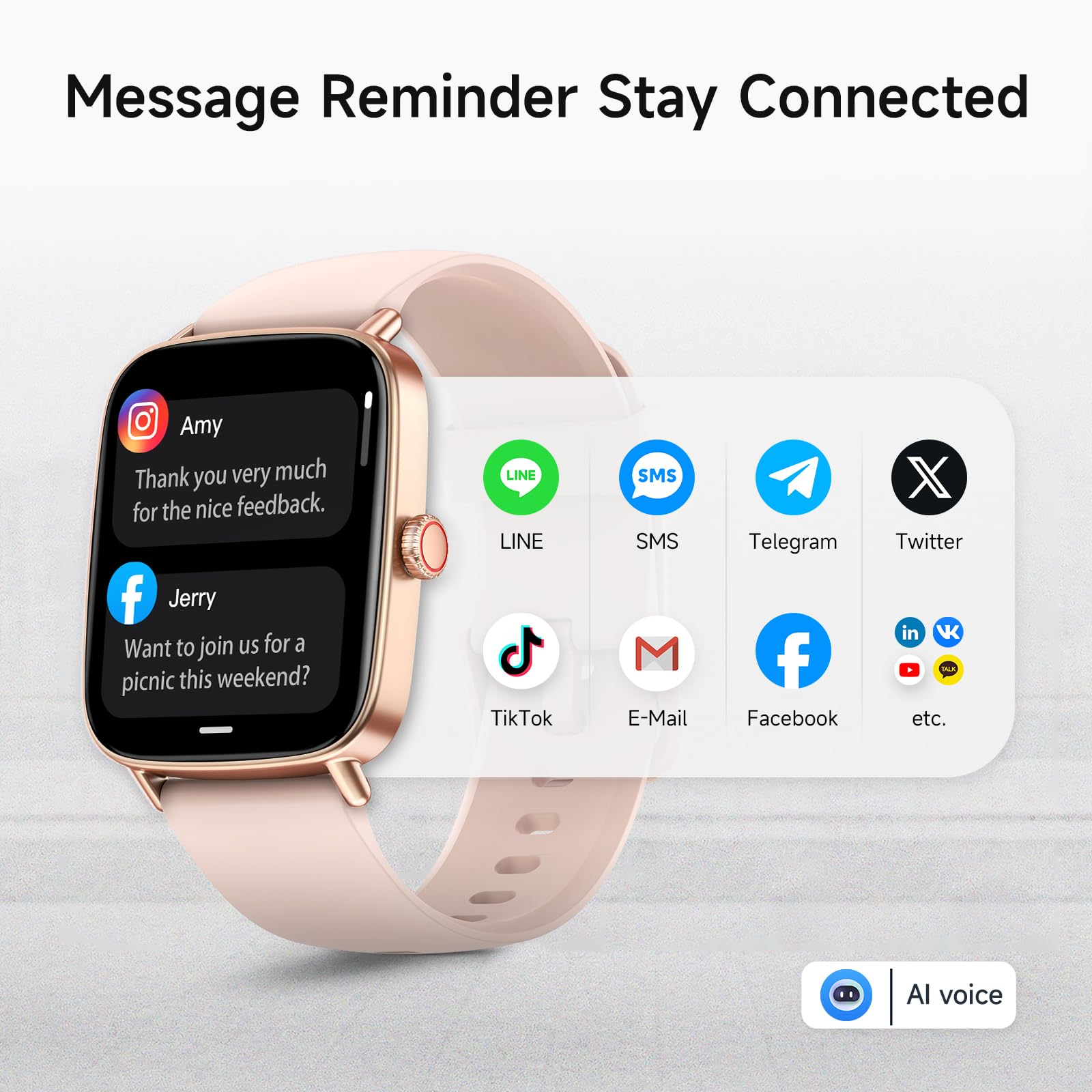 aeac Smart Watch for Women, 1.85" HD Smartwatch Compatible iPhone/Sams - View 2