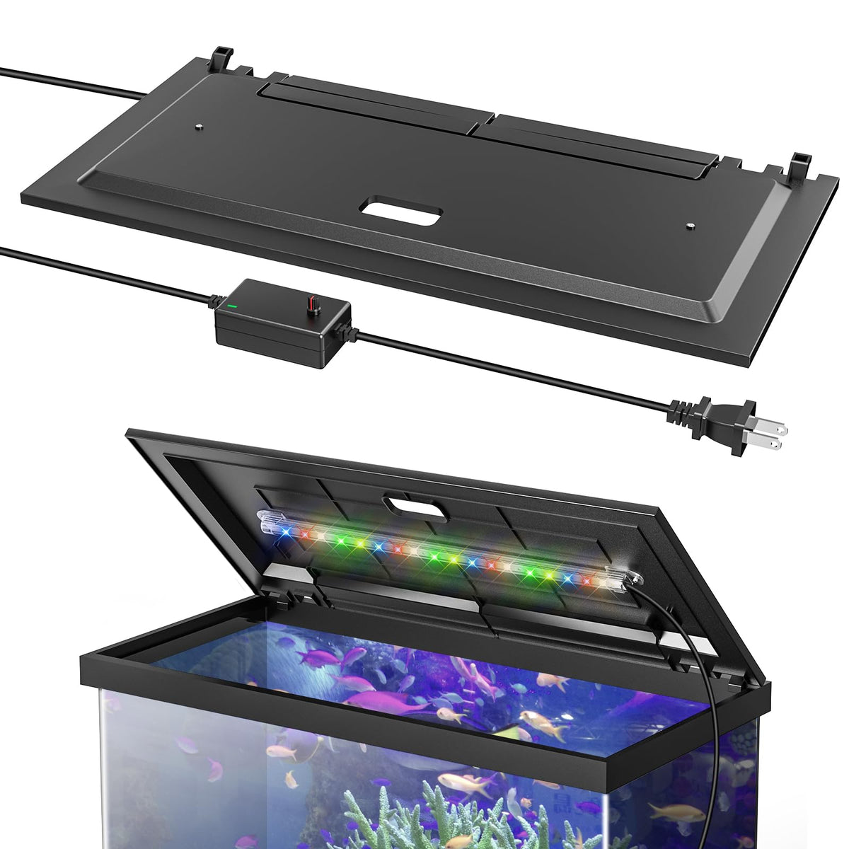LED Aquarium Hood Colored Lights Fits 24 Framed Aquariums - Blosail Official Imagery - 1