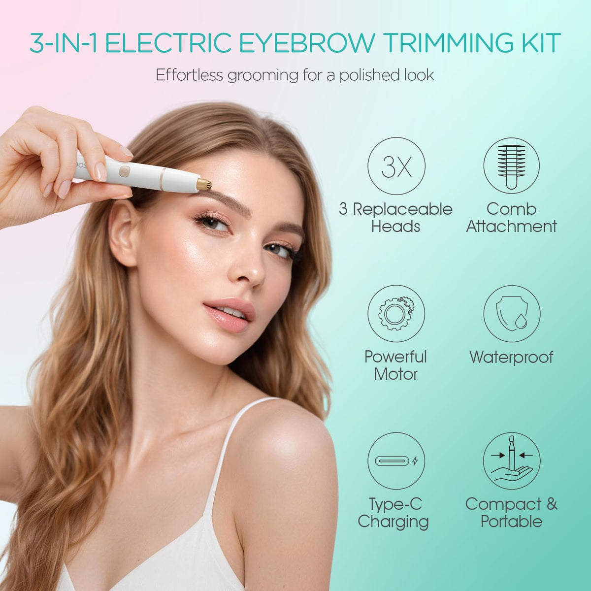 VOGOE Eyebrow Trimmer for Women 3 in 1 Electric Eyebrow - VOGOE Official Imagery - 3