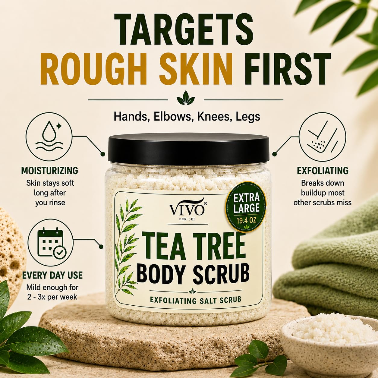 Vivo Per Lei Tea Tree Body Scrub - Extra Large Size 19 - Vivo Per Lei Official Product View 10