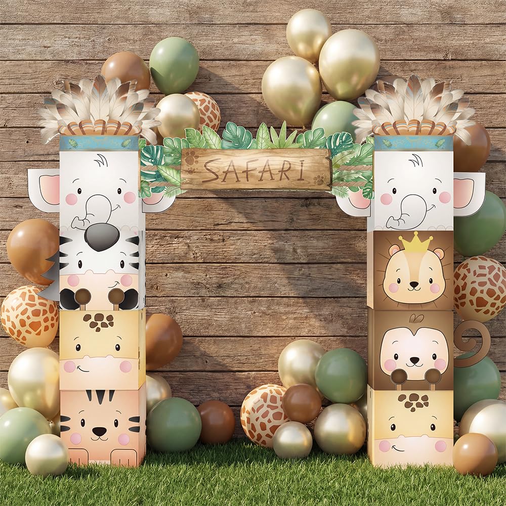 Safari Birthday Decorations 8 Boxes Cardboard Playhoouse - Wuokkig Official Imagery - 1