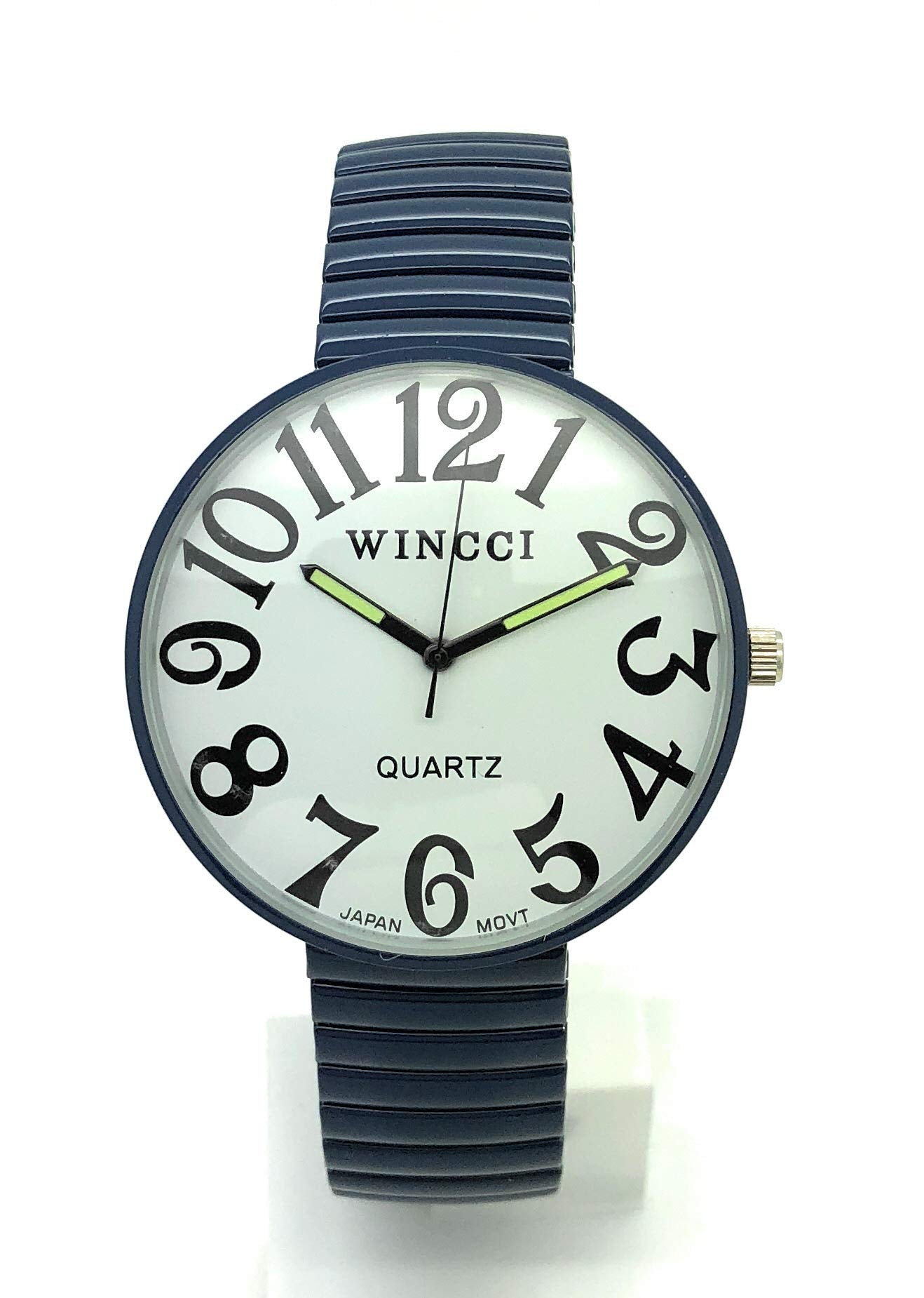 Mens Ladies Jumbo Big Numbers Stretch Elastic Band Analog Quartz - Product Imagery