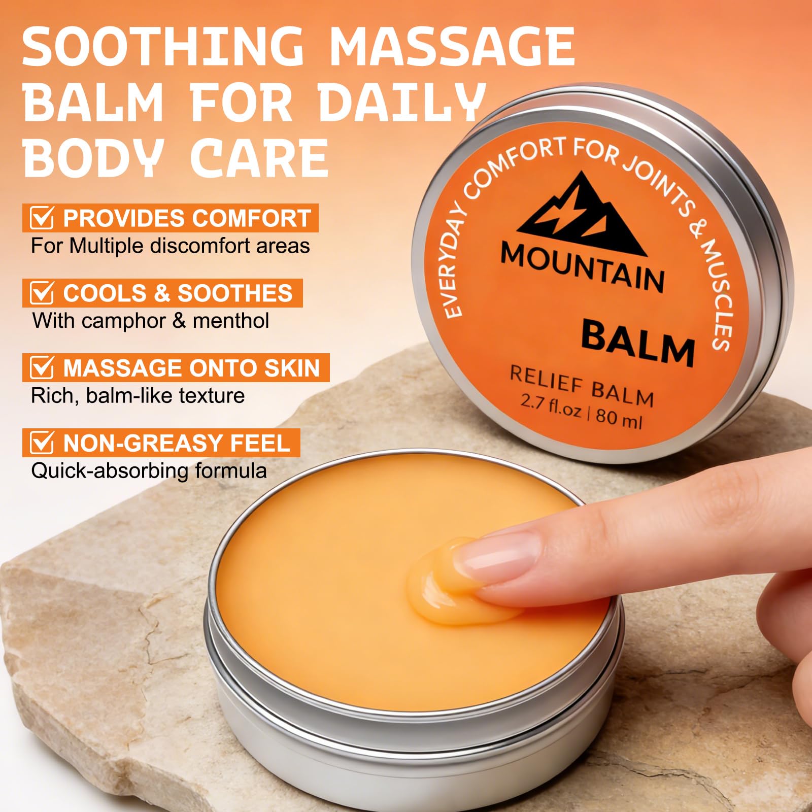 Generic Relief Balm soothing gel cream for knees, feet, and back in a 2-pack, ideal for soothing and moisturizing skin.