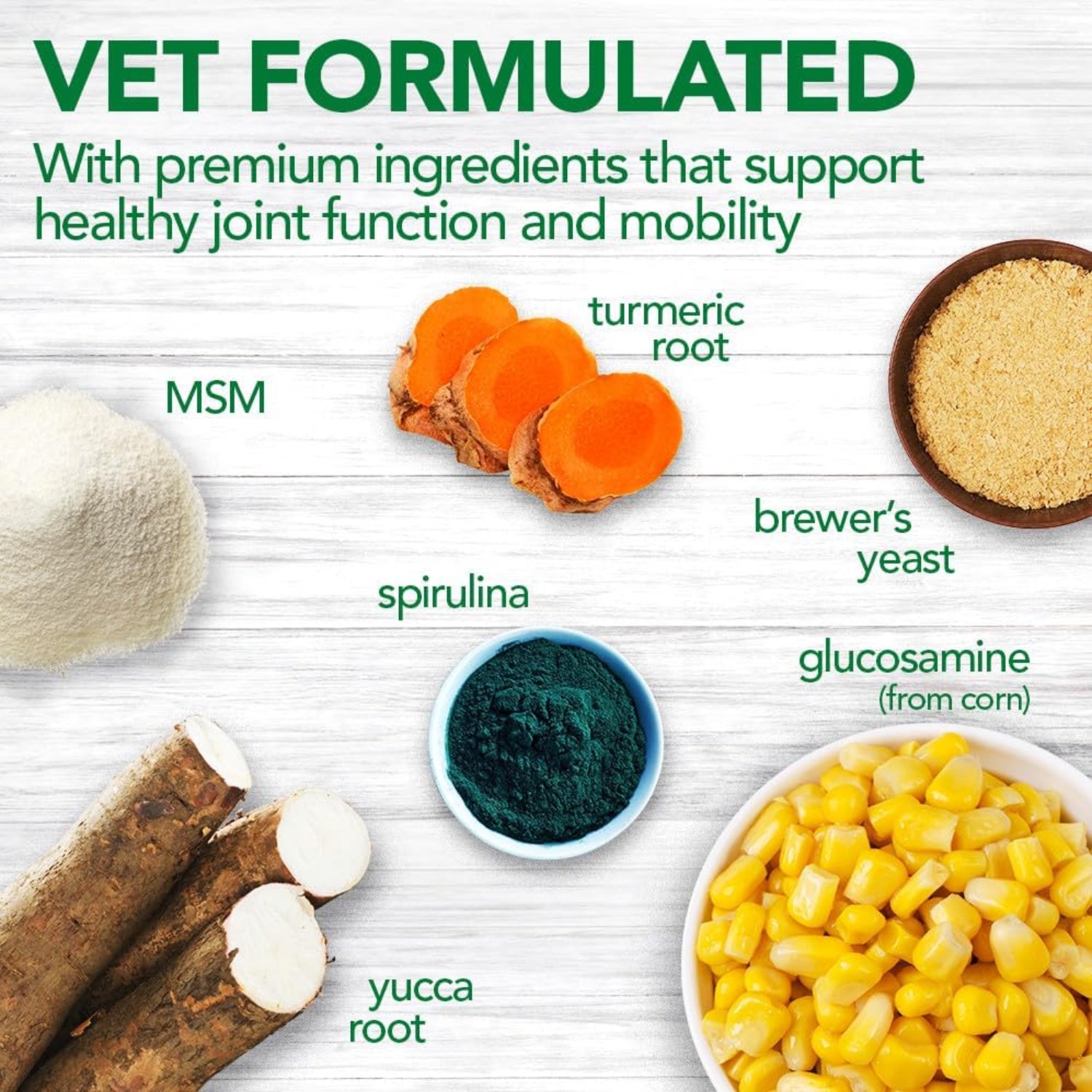 Vet's Best Advanced Hip & Joint Dog Supplements with glucosamine, showing bottles of supplements for canine joint support.