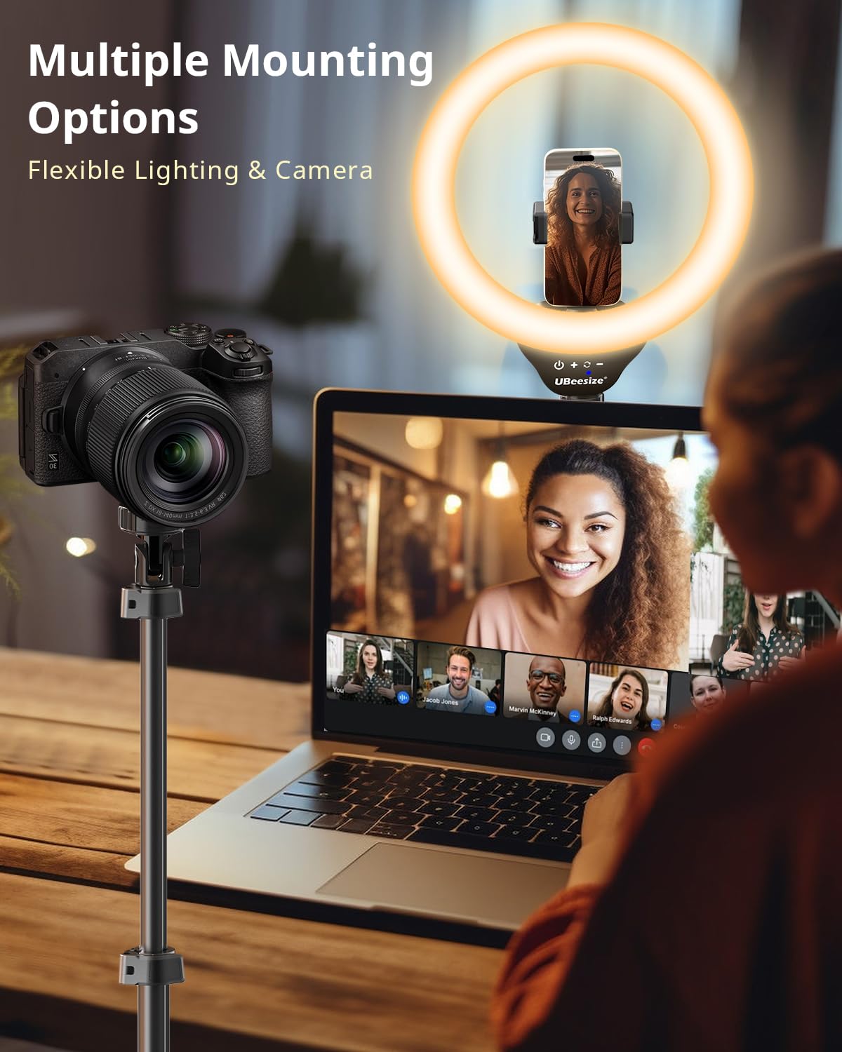 UBeesize 12 LED Ring Light with 62 Tripod Stand Phone Holder - UBeesize Official Imagery - 4