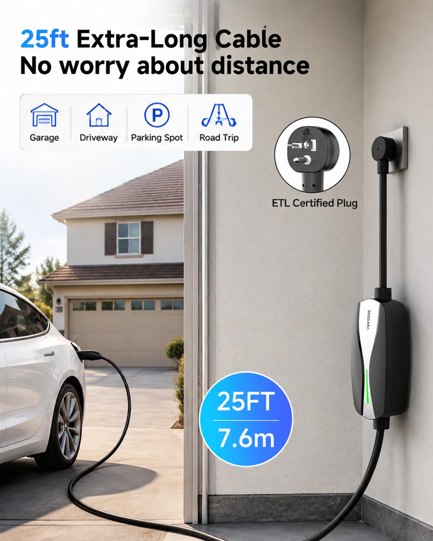 SEGUMA Level 1 - 2 Tesla Charger & 12A 120V w 5 15Plug - SEGUMA Official Product View 4