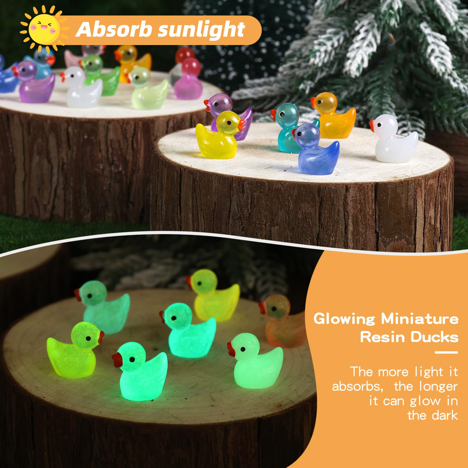 JWAJWY Mini Ducks 100 Pack Tiny Ducks Glow in The Dark - JWAJWY Official Product View 4