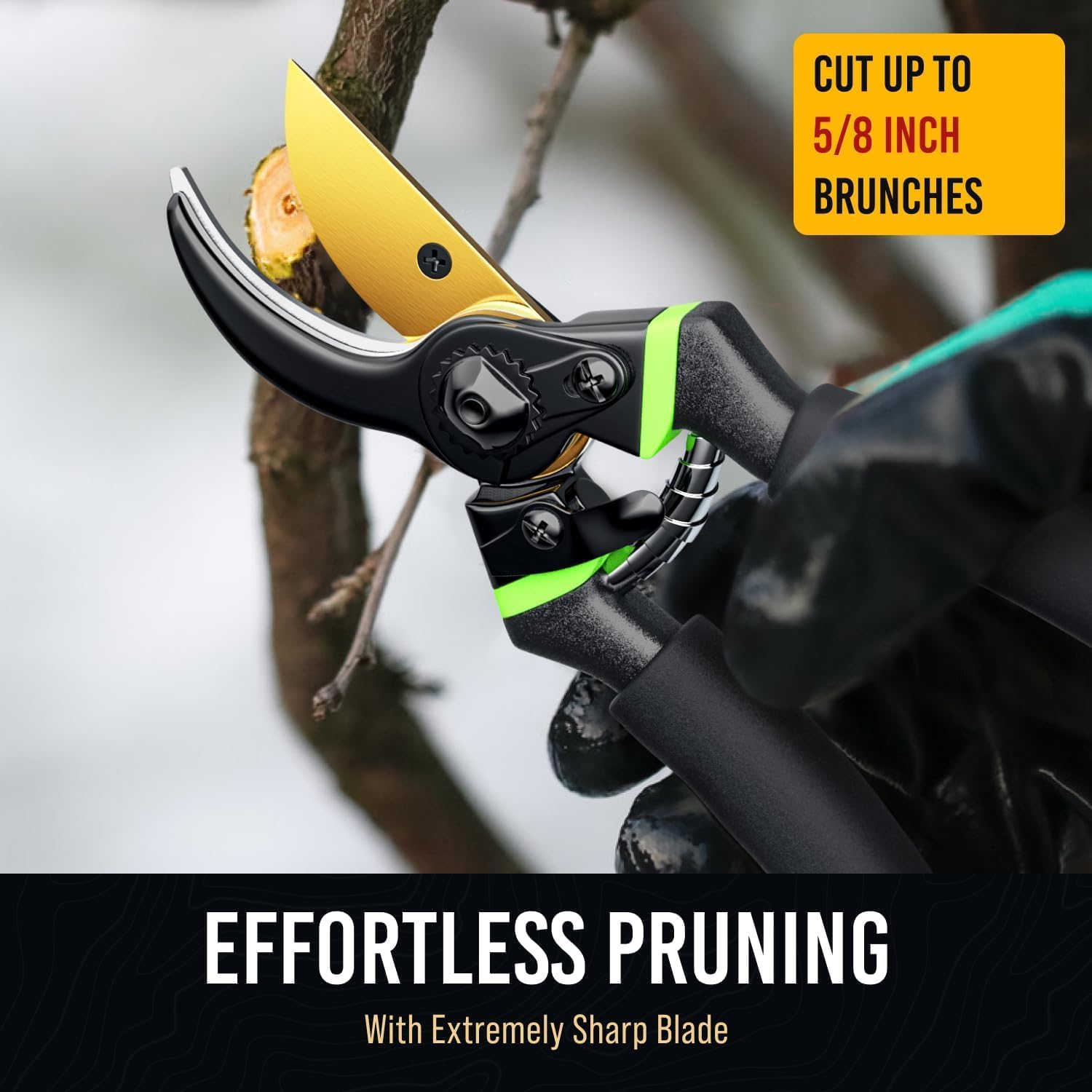 Craft911 ultra sharp Japanese steel pruning shears with ergonomic handles for easy, precise cuts, ideal for weak or one-handed use.