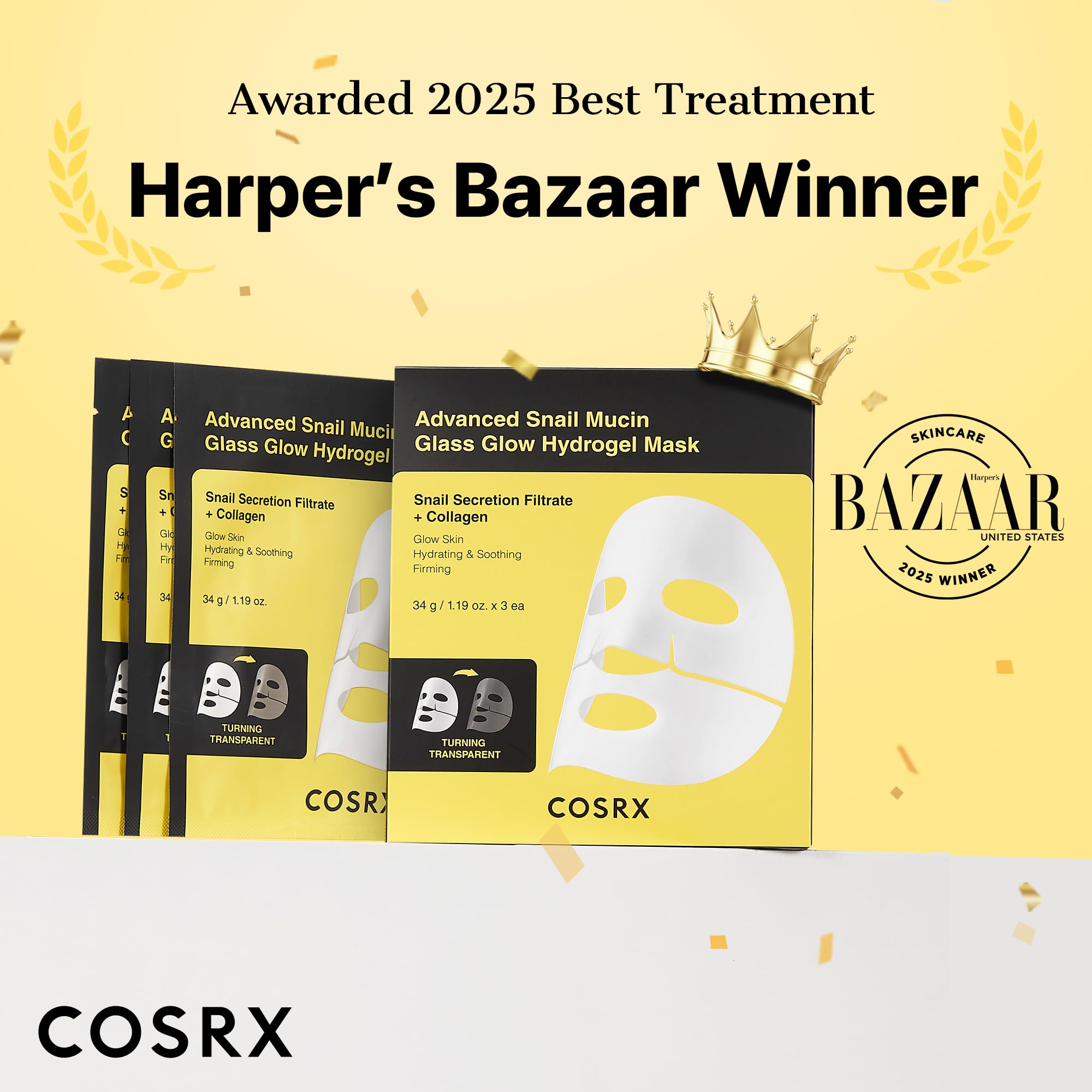 COSRX Advanced Snail Mucin Glass Glow Hydrogel Face Masks - COSRX