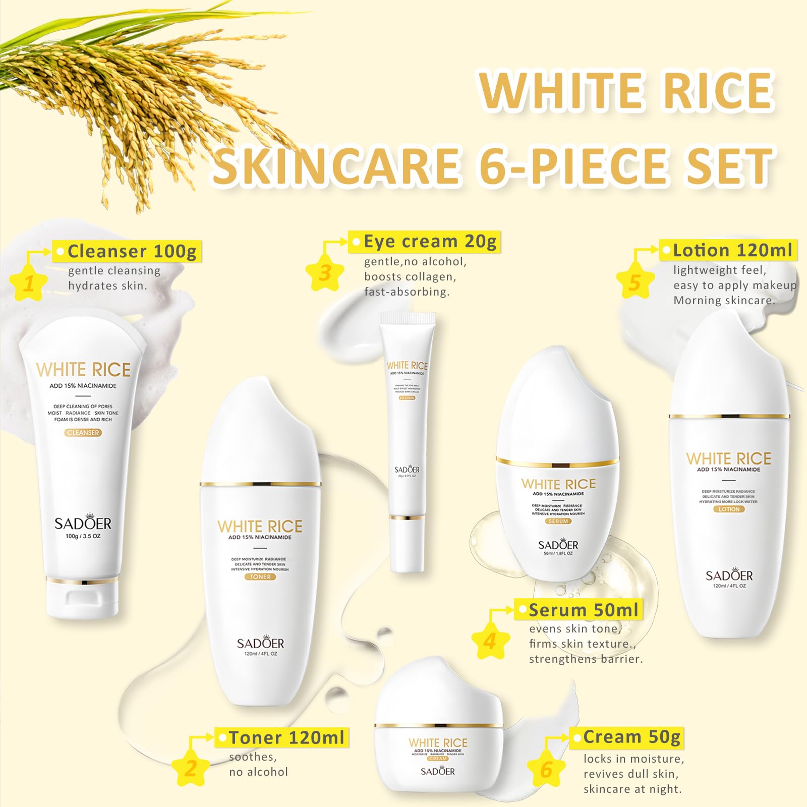 FOR SADOER Rice Niacinamide Skincare Set - DailyBrio