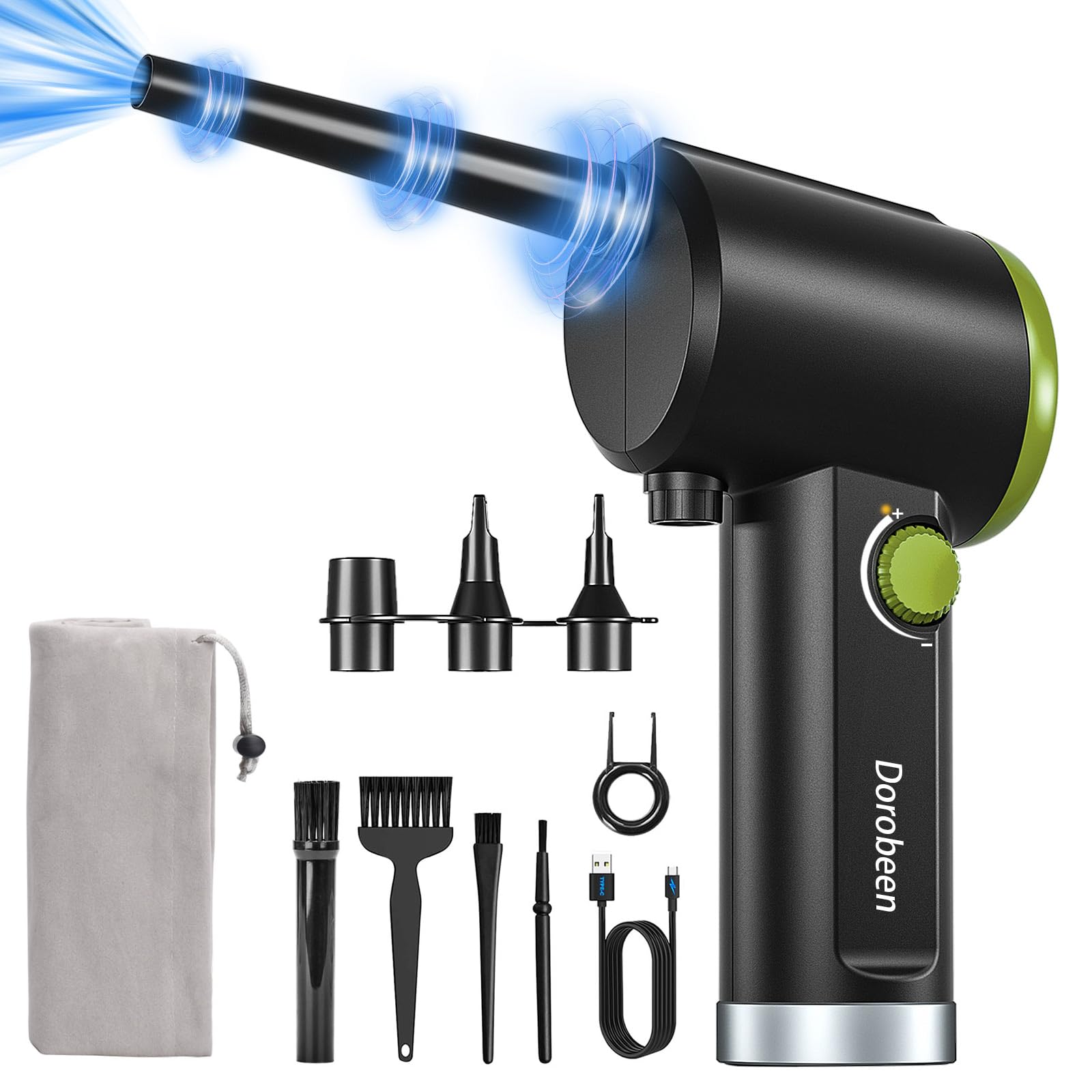 Compressed Air Duster, Cordless Handheld Air Blower, Stepless - Product Imagery