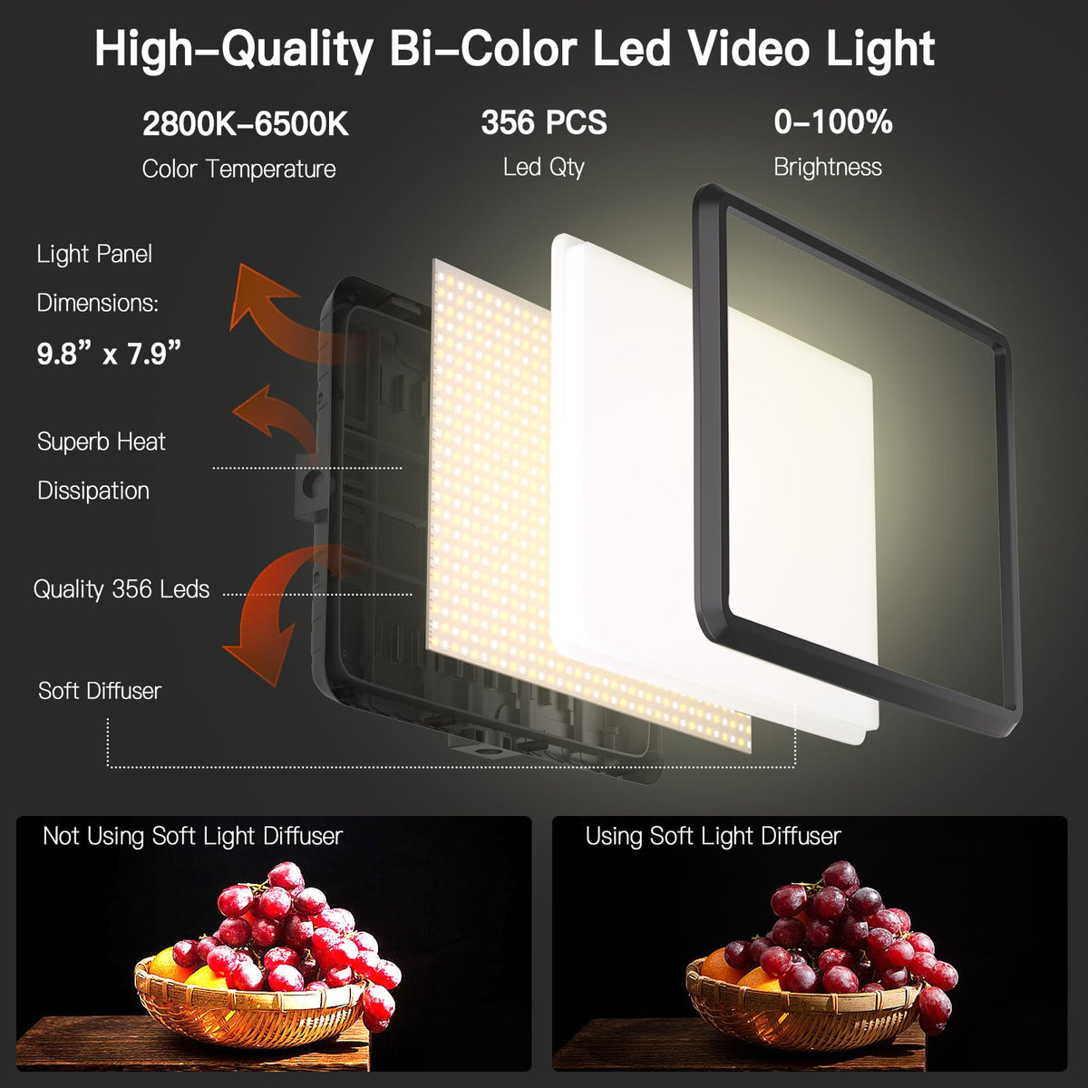 2 Pack LED Video Light Kit NiceVeedi Studio Light 2800 6500K - NiceVeedi Official Imagery - 3