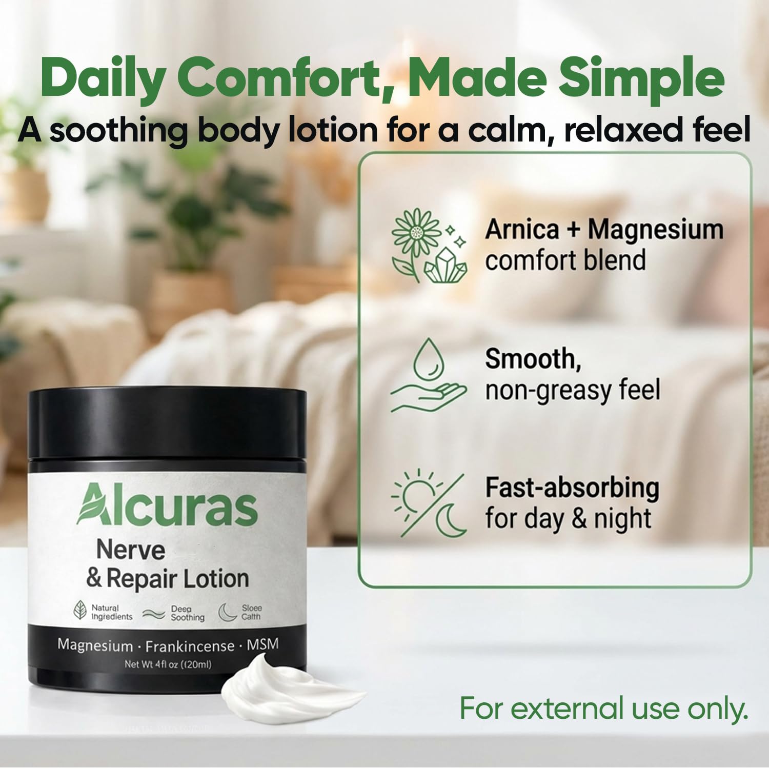 ALCURAS Nerve Relief Lotion – Neuropathy Cream with Arnica