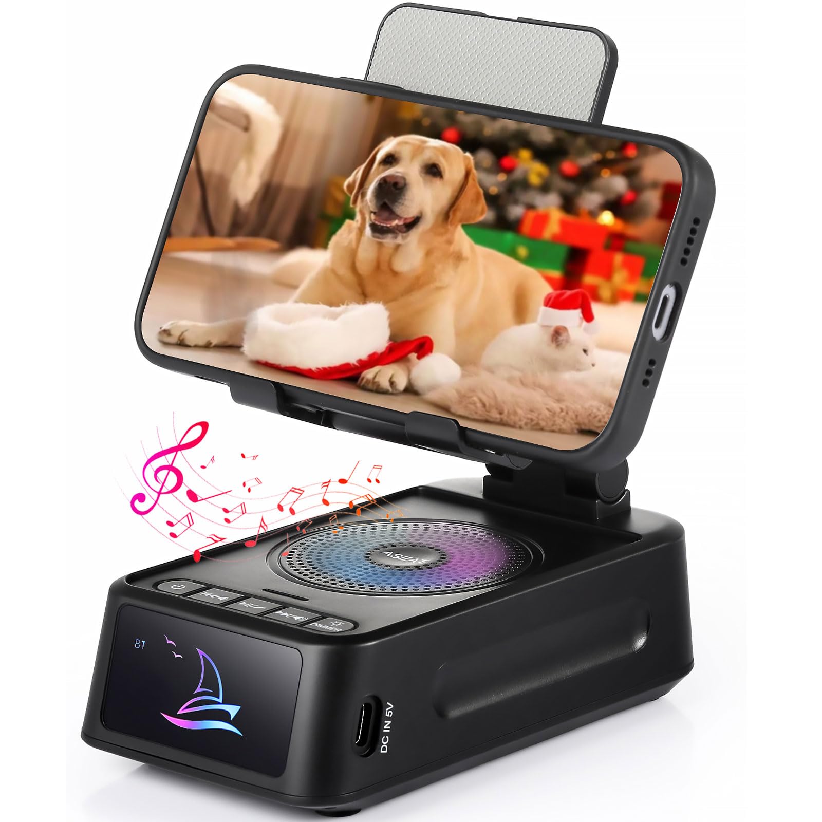 ASEAT Gifts for Men Women, Cell Phone Stand with Bluetooth Speaker Led Light, Un - ASEAT Official Product View 1