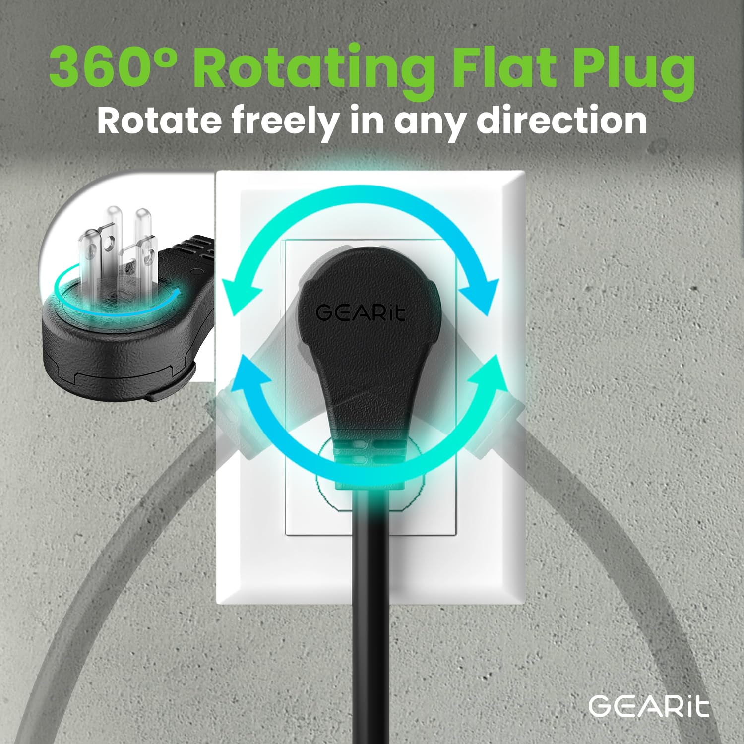 GEARit 100 ft Outdoor Extension Cord 16/3 Gauge SJTW 16 AWG, 3-Pr - GEARit Official Product View 7