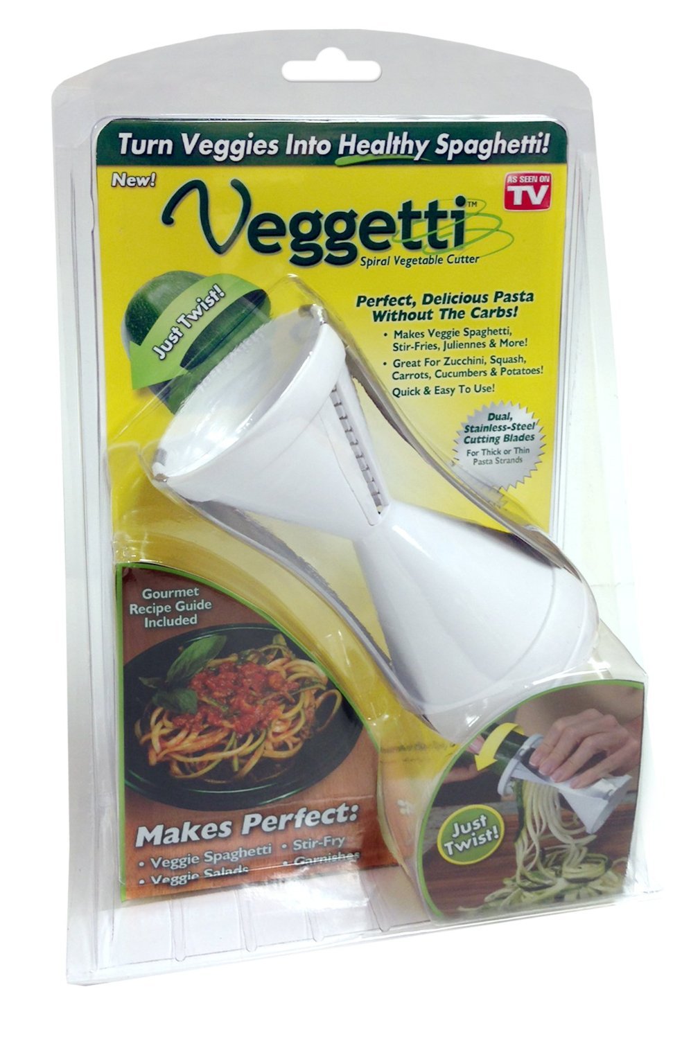 Ontel Veggetti Veggie Slicer, Dual Stainless Steel Blade Vegetable Cutter for Th - Ontel Official Product View 3