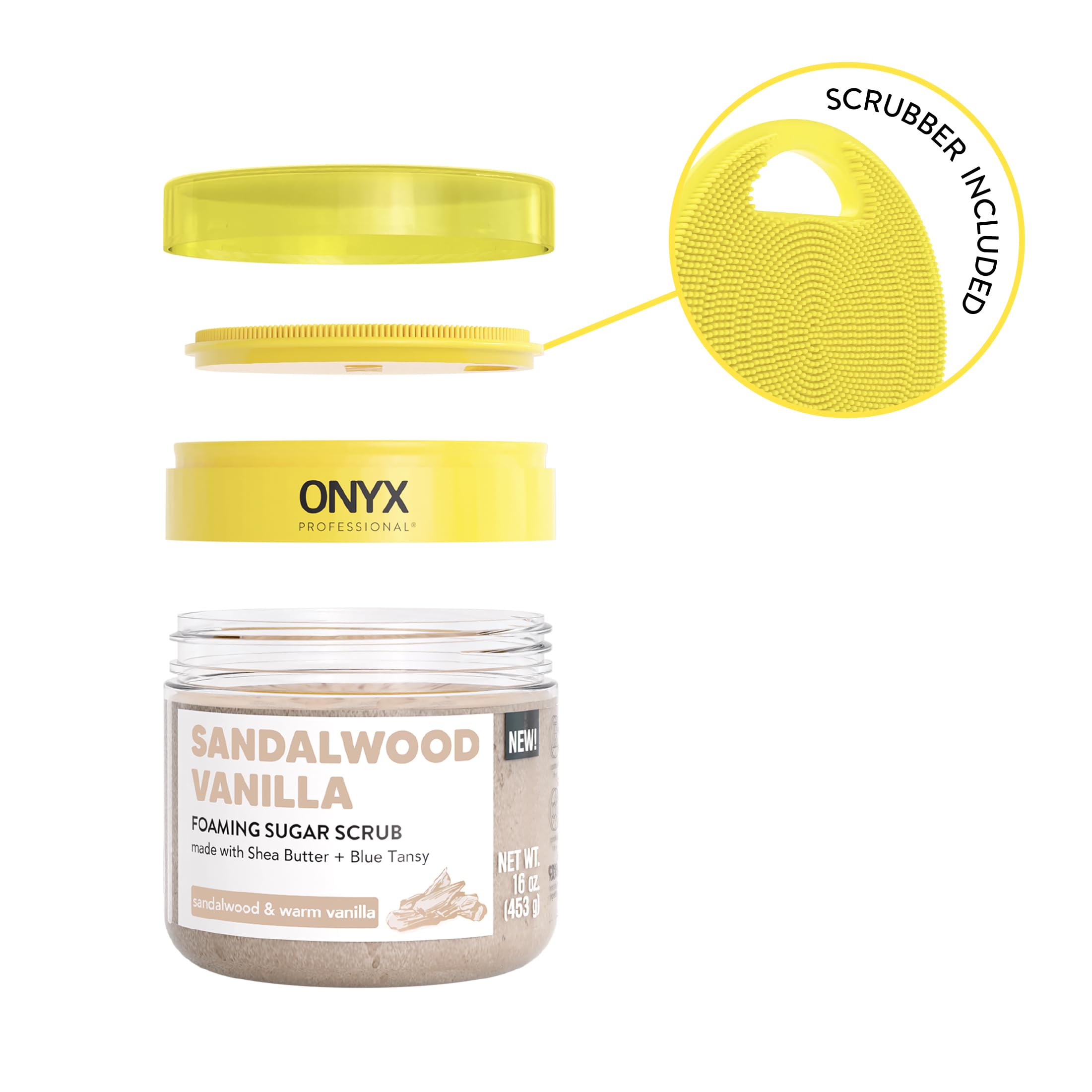 Onyx Professional Foaming Body Scrub With Brush, Sandalwood Vanilla, - Sugar - Onyx Professional Official Product View 3