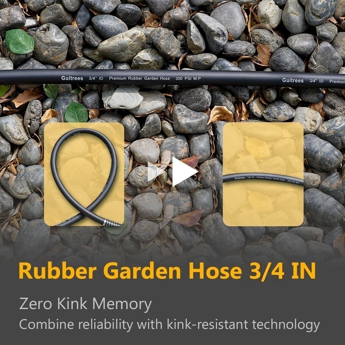 Guitrees Garden Hose 100FT x 3/4”, Heavy Duty Rubber Hose, Water - Guitrees Official Product View 4