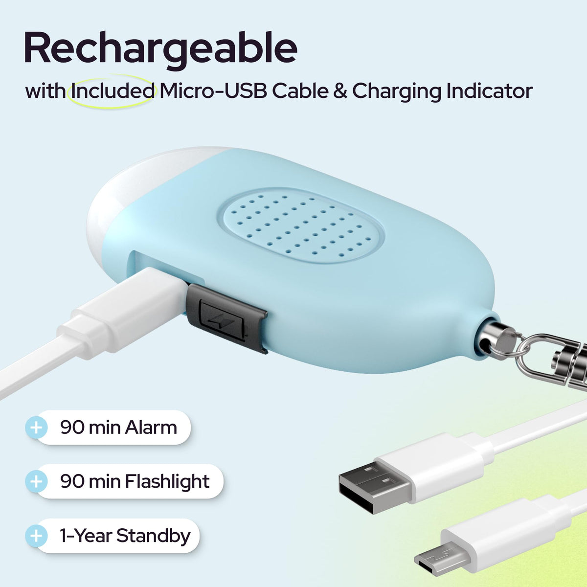 Rechargeable Personal Alarm Keychain - WETEN Official Imagery - 5