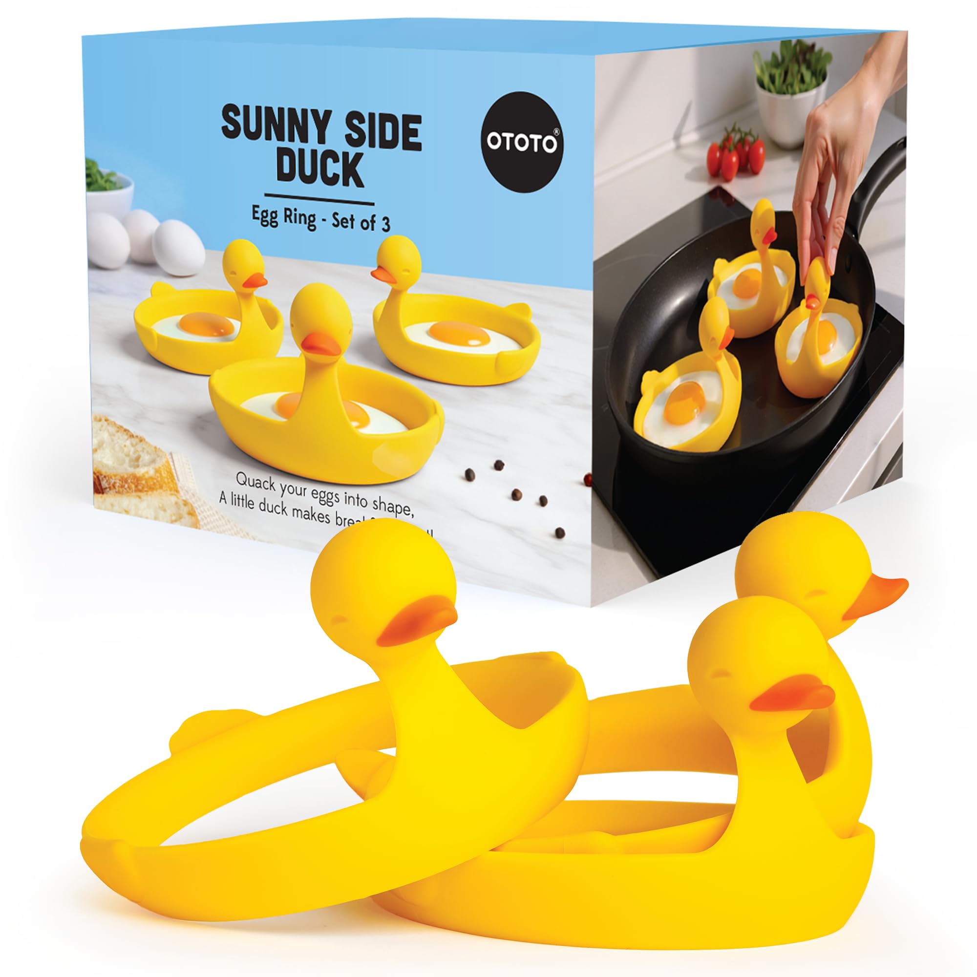 OTOTO PanCats Egg Ring Set of 3 - Silicone Egg Rings for Frying Eggs, - View 9