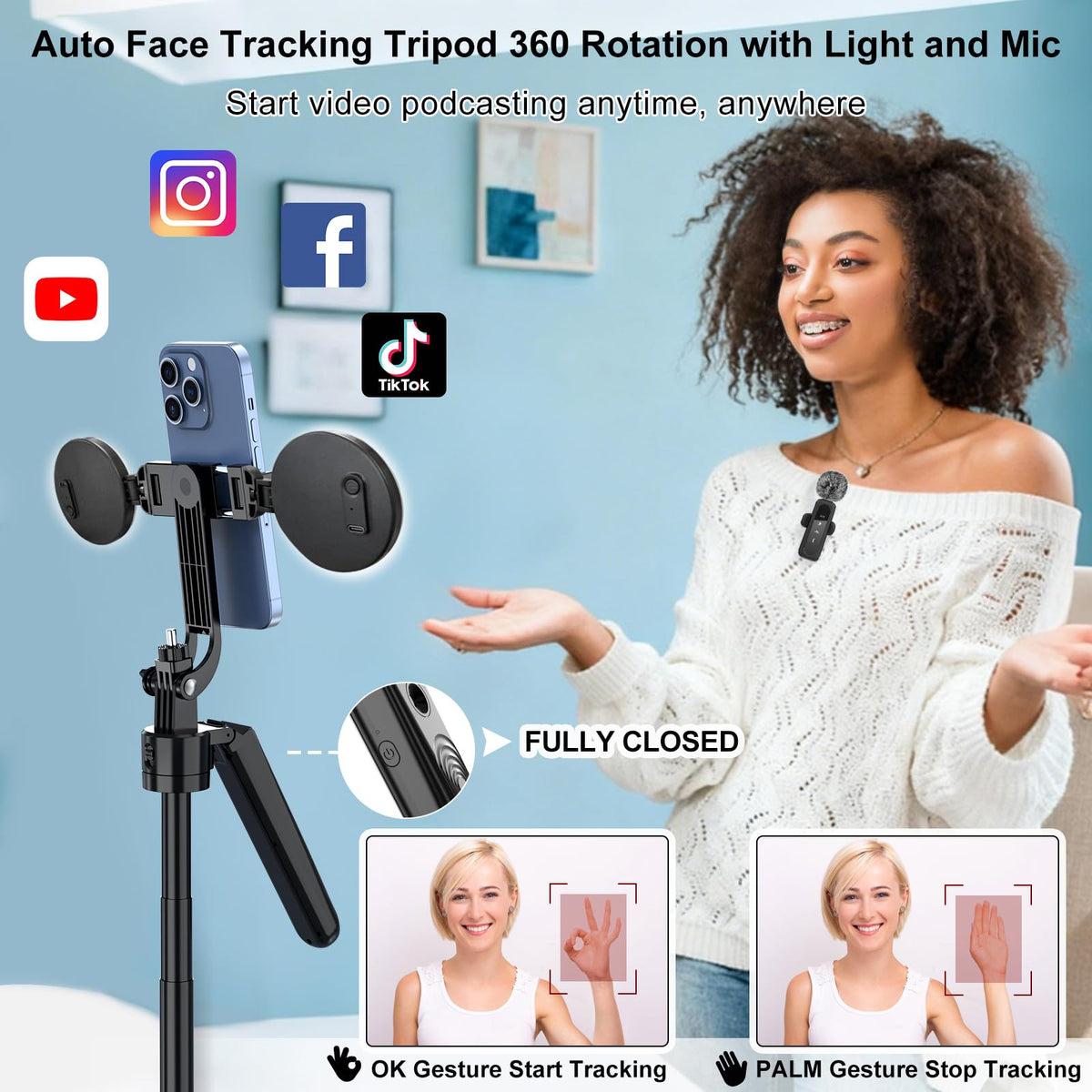 Content Creator Vlogging Kit for iPhone Android 70 inch Auto - YUANRAN Official Imagery - 3