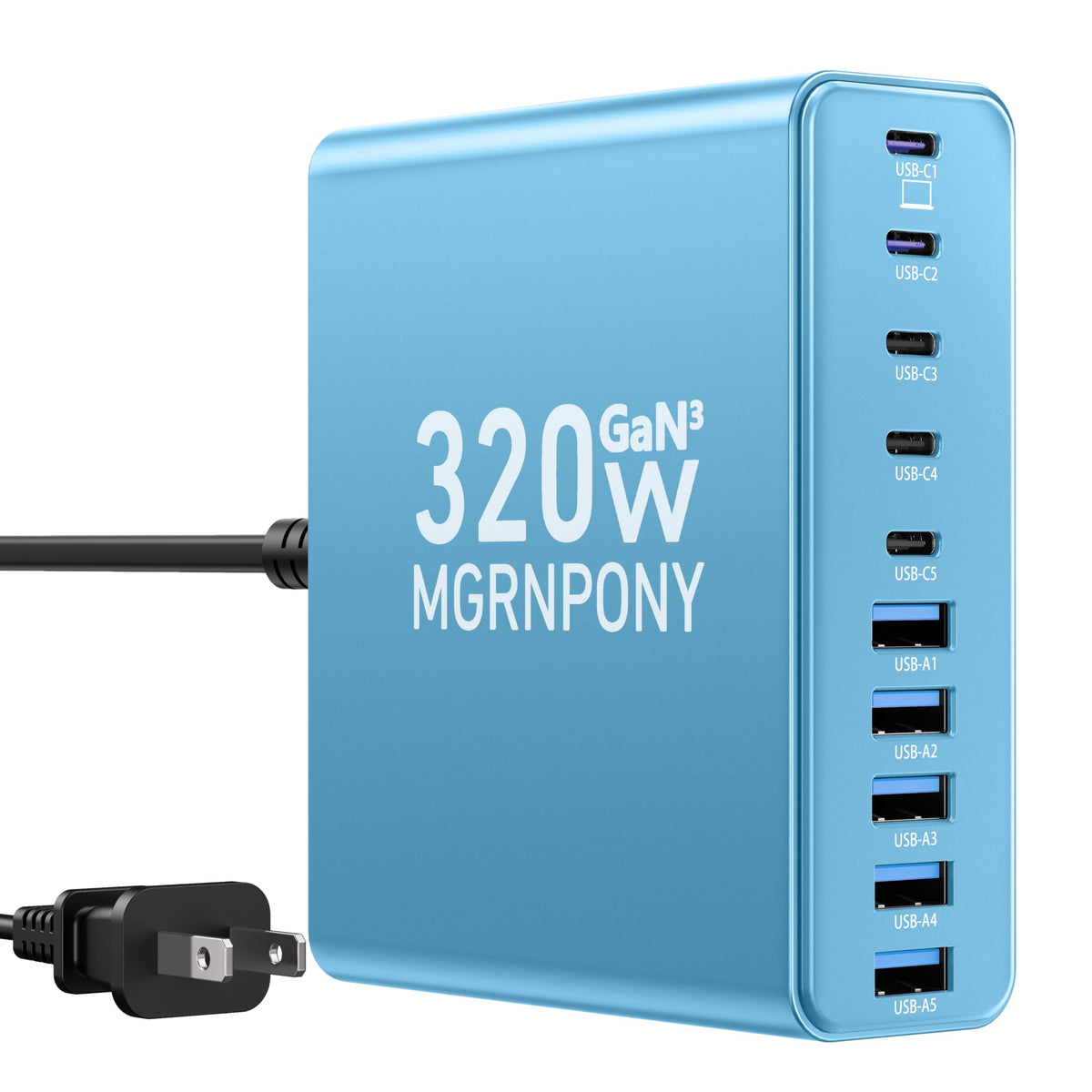 320W USB C Charger Block MGRNPONY 10 Port GaN USB C Charging - MGRNPONY Official Imagery - 8